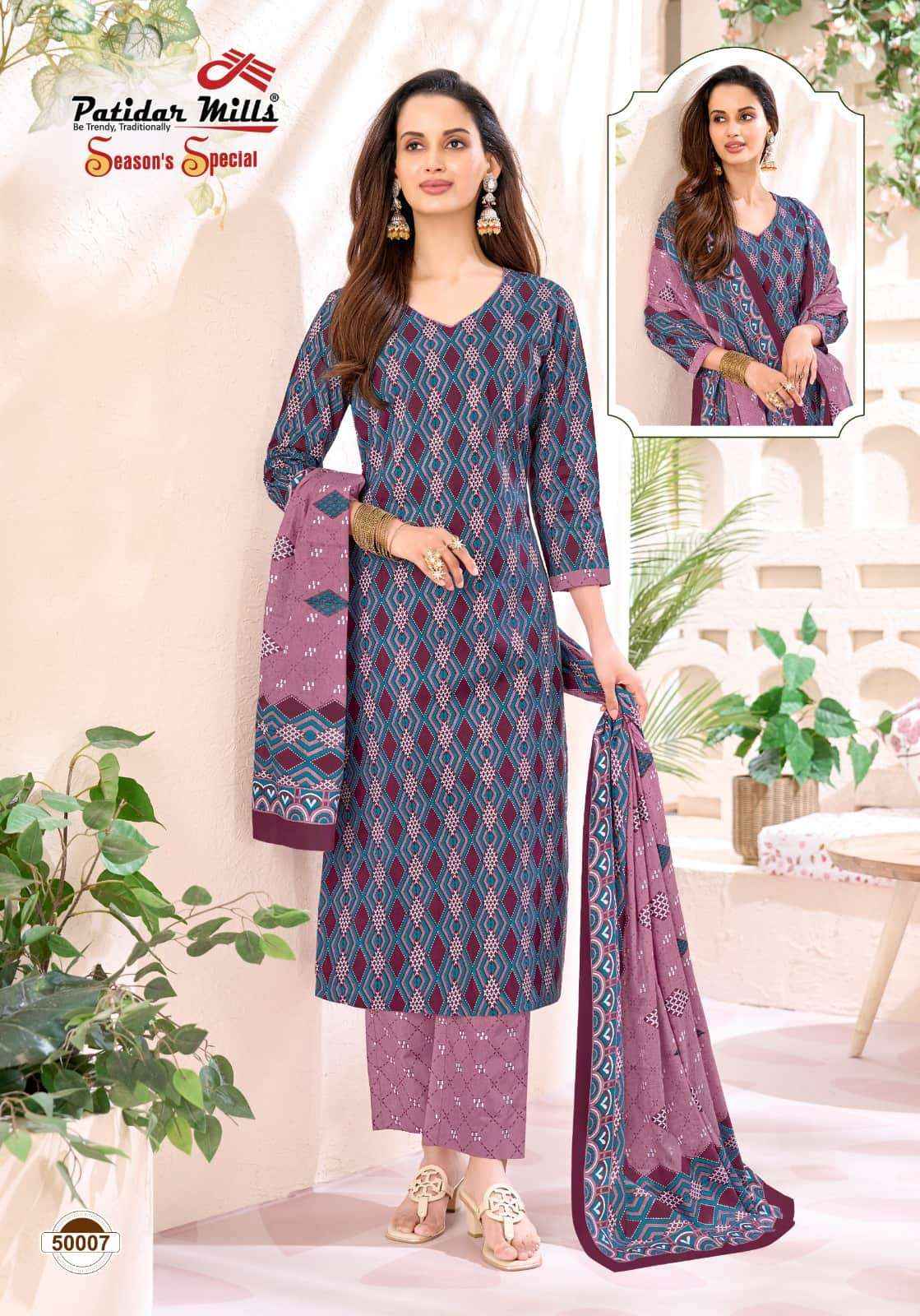 Patidar Mills Seasons Special Vol 50 Pure Cotton Salwar Suit _ Wholesale Surat Market Price ( 10 Pcs Catalog )