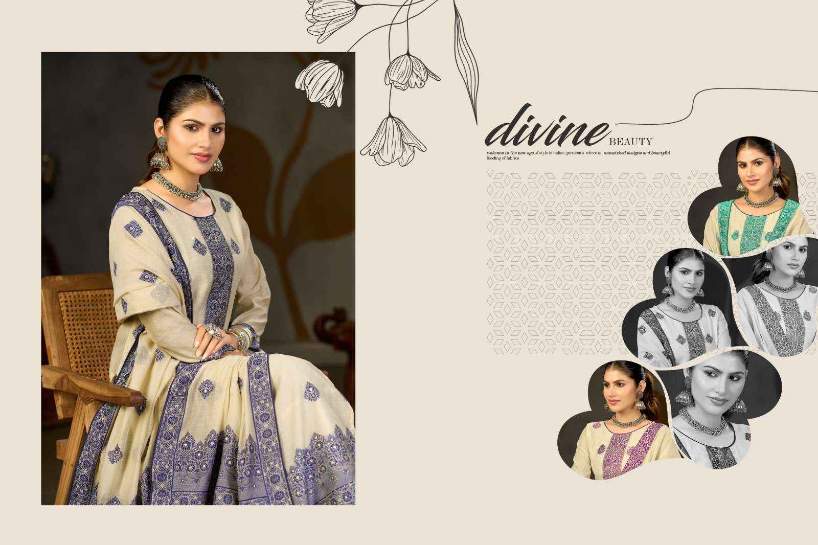 Radhika Azara Banarasi Adha Vol 13 Exclusive Designer Cotton Salwar Kameez _ Surat Wholesale Market Price ( 4 Pcs Catalog )