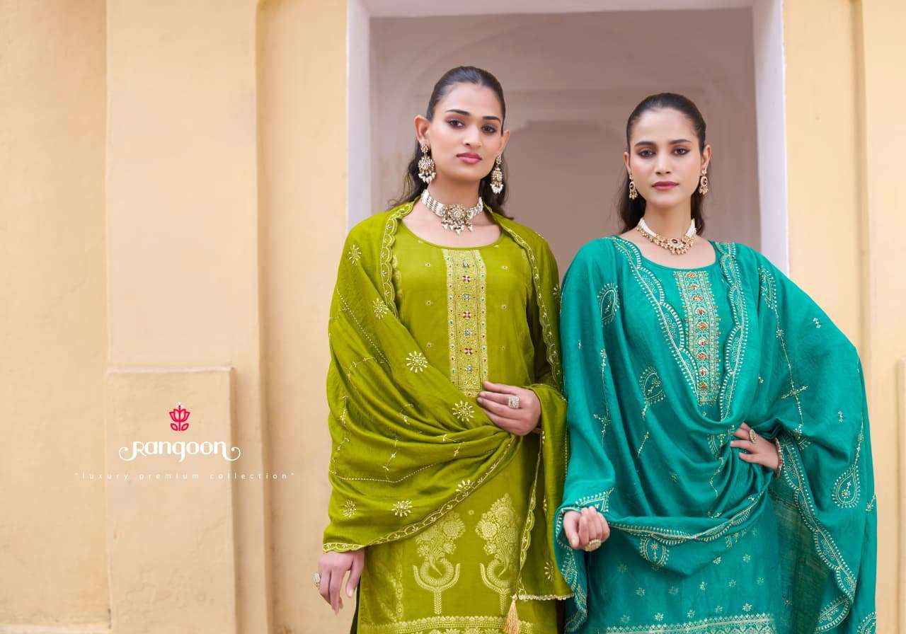 Rangoon Darpan Vol 2 Partywear Designer Gharara Suit  _ Surat Wholesale Market Price ( 4 Pcs Catalog )