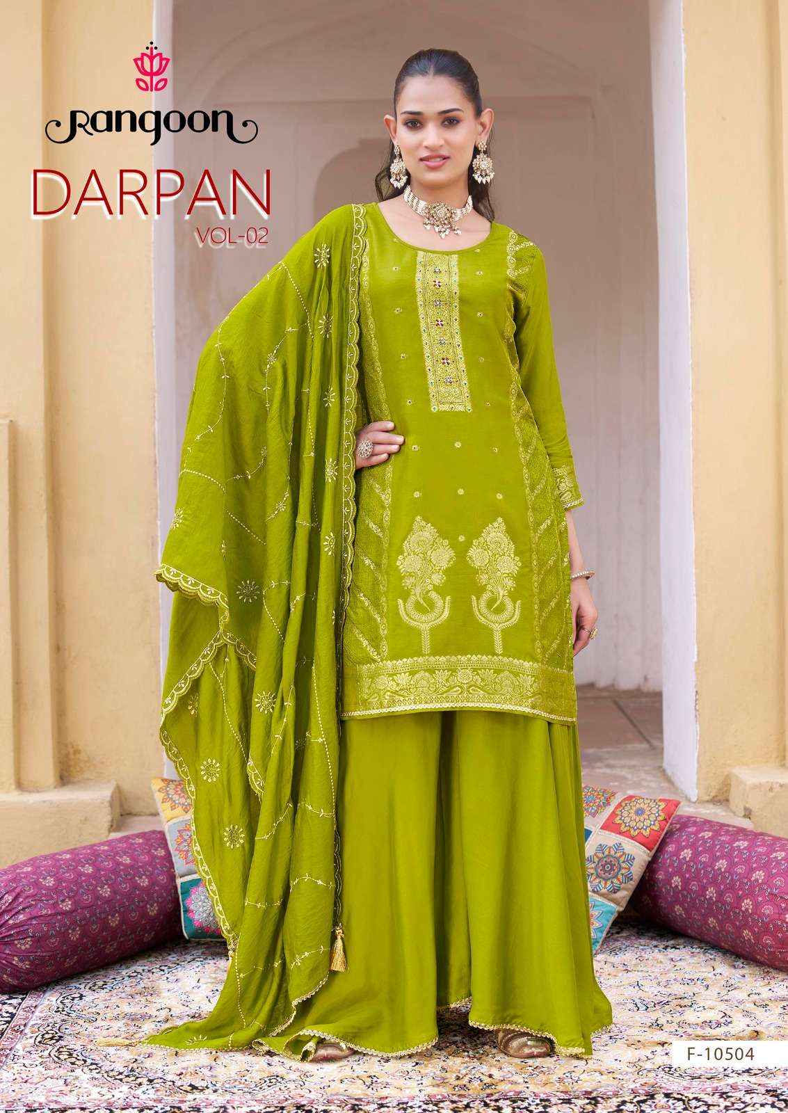 Rangoon Darpan Vol 2 Partywear Designer Gharara Suit  _ Surat Wholesale Market Price ( 4 Pcs Catalog )