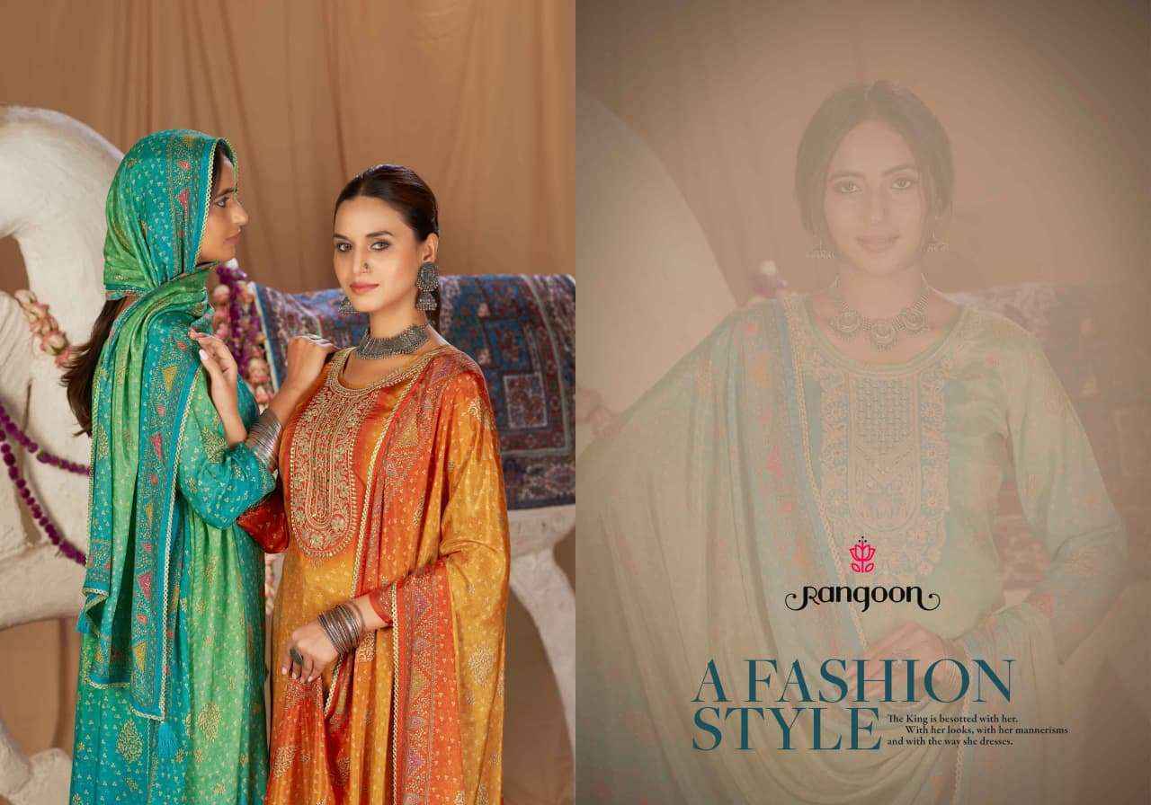 Rangoon Inaya Pure Muslin Readymade 3 Pec Suit _ Surat Wholesale Market Price ( 4 Pcs Catalog )