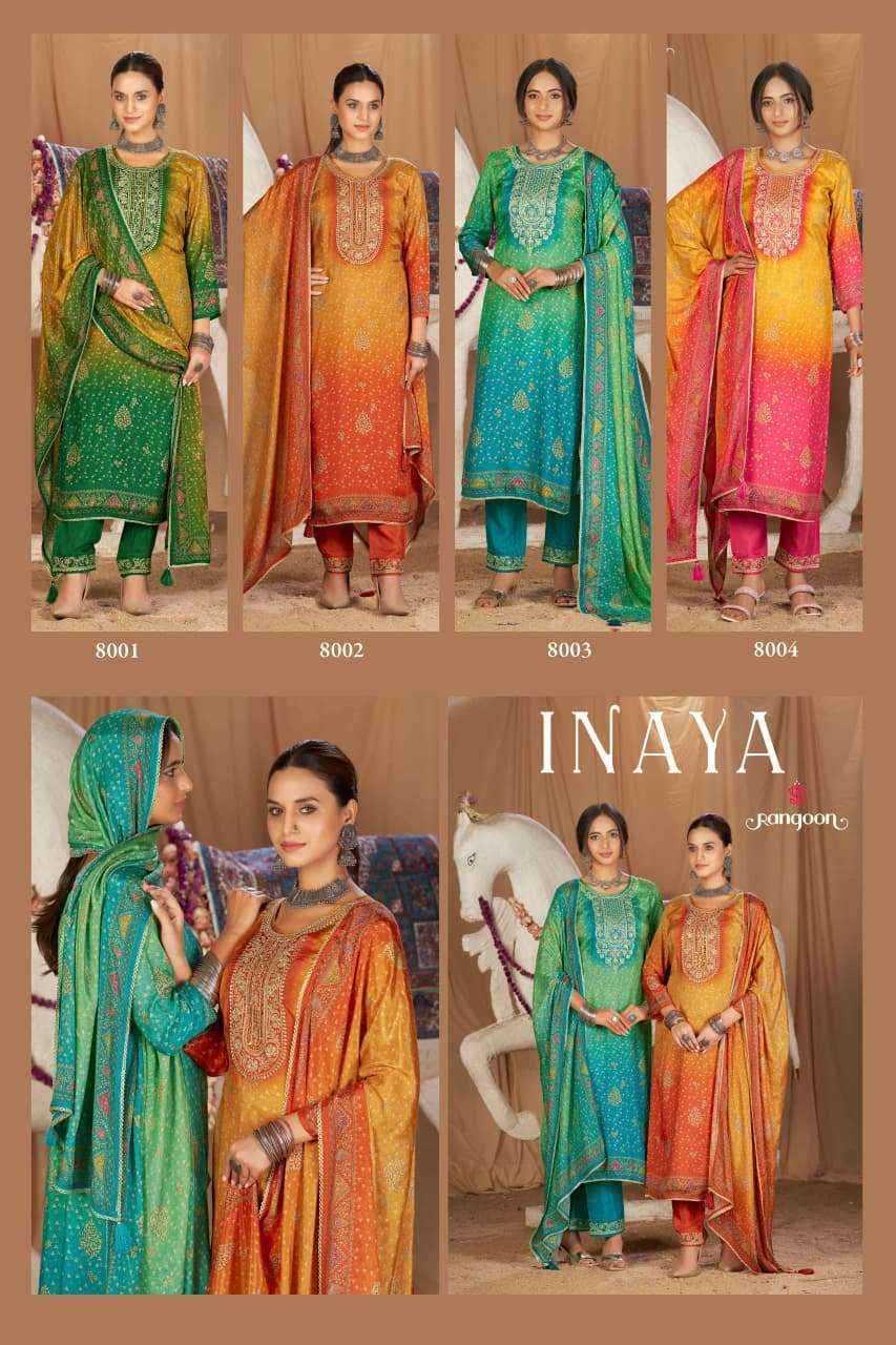 Rangoon Inaya Pure Muslin Readymade 3 Pec Suit _ Surat Wholesale Market Price ( 4 Pcs Catalog )