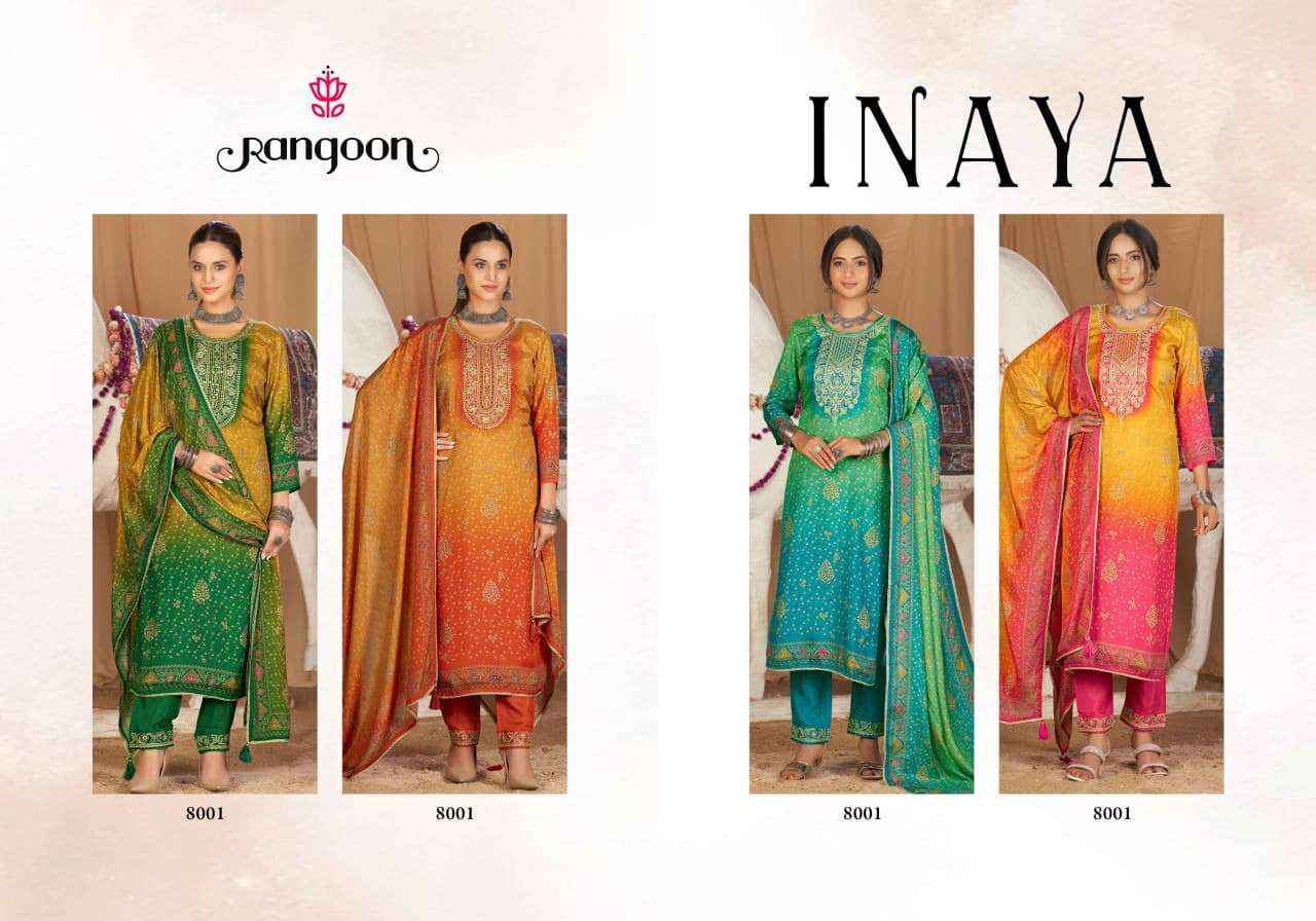 Rangoon Inaya Pure Muslin Readymade 3 Pec Suit _ Surat Wholesale Market Price ( 4 Pcs Catalog )