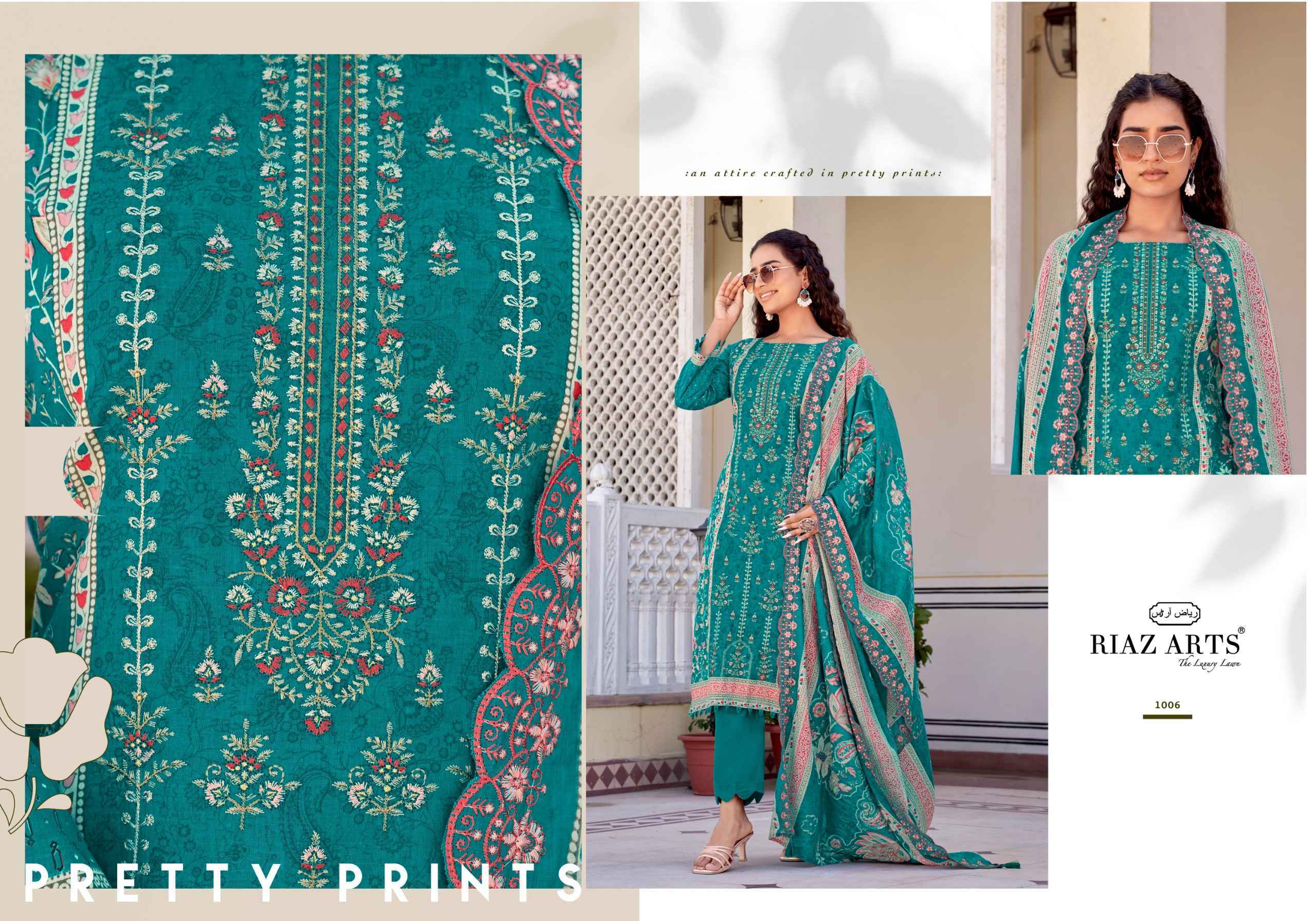 Riaz Arts Abu Rehan Lawn Cotton Dress Material - Surat Wholesale Market ( 6 pcs Catalog )