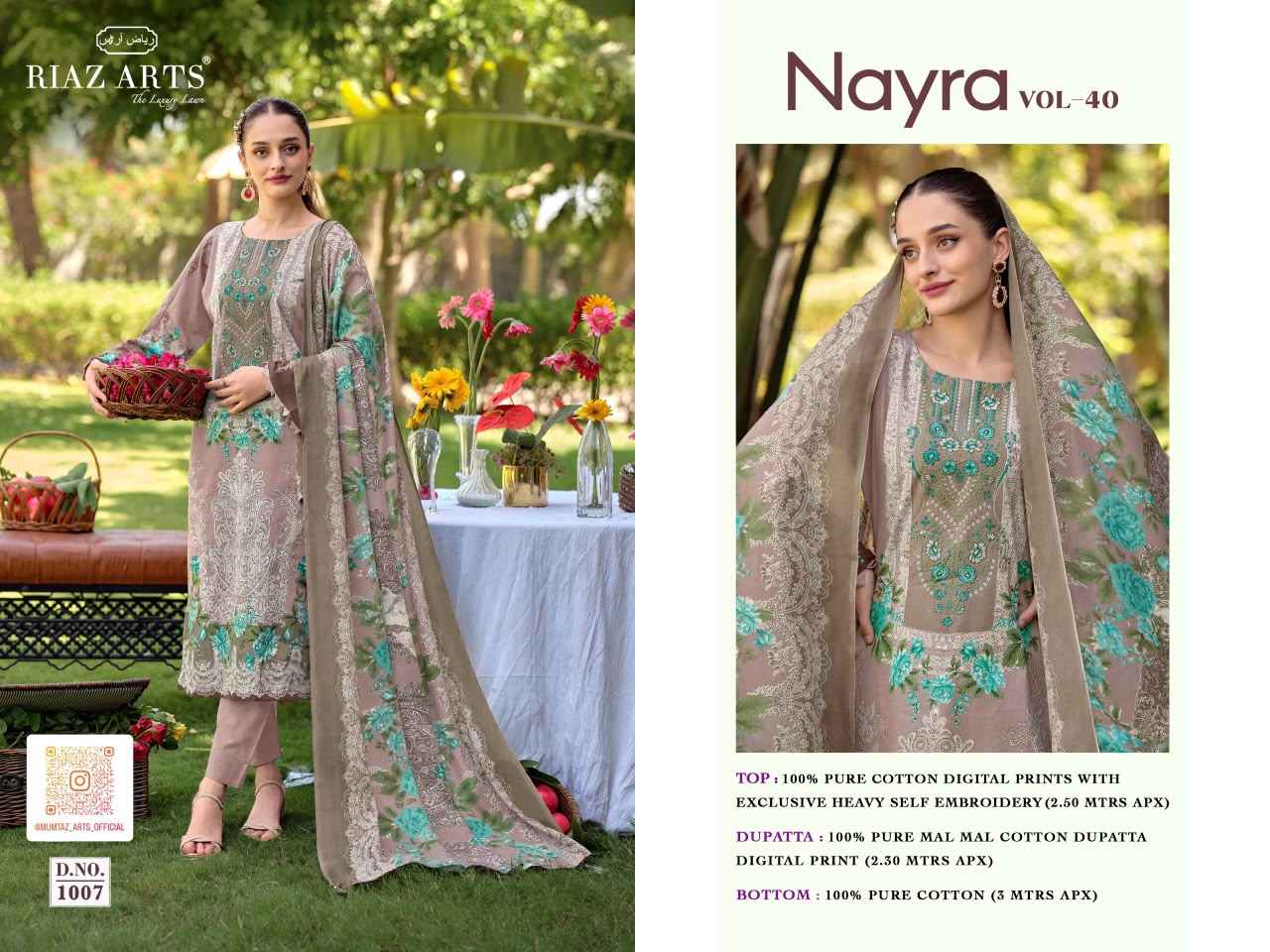 Riaz Arts Nayra Vol 40 Cotton Suits Price | Surat Wholesale Market