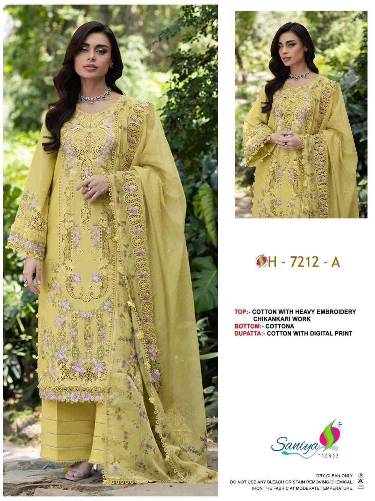 Saniya Trendz 7212 Abcd Exclusive Pakistani Salwar Kameez _ Surat Wholesale Market Price ( 4 Pcs Catalog )