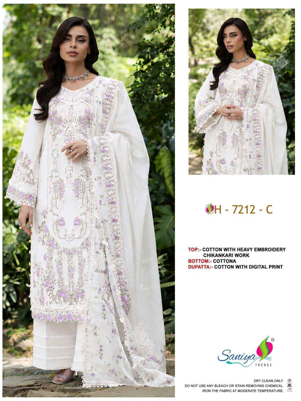 Saniya Trendz 7212 Abcd Exclusive Pakistani Salwar Kameez _ Surat Wholesale Market Price ( 4 Pcs Catalog )