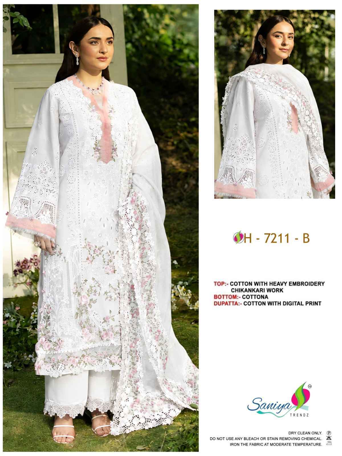 Saniya Trendz D No 7211 Cotton Dress Material - Surat Wholesale Bazaar ( 4 pcs Catalogue )