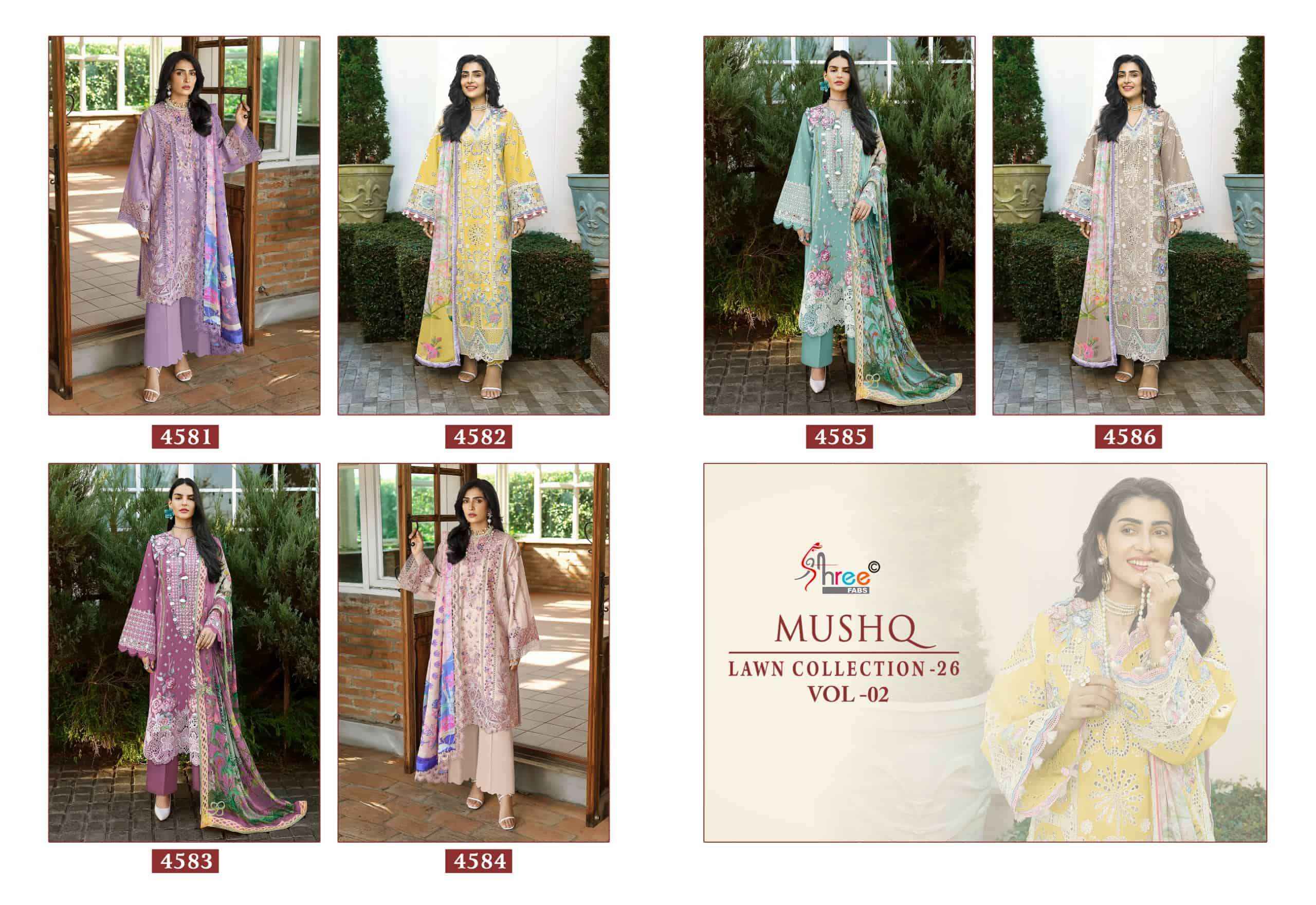 Shree Fabs Mushq Lawn Collection 26 Vol 2 Pure Cotton Pakistani Suit ( 6 Pcs Catalog )