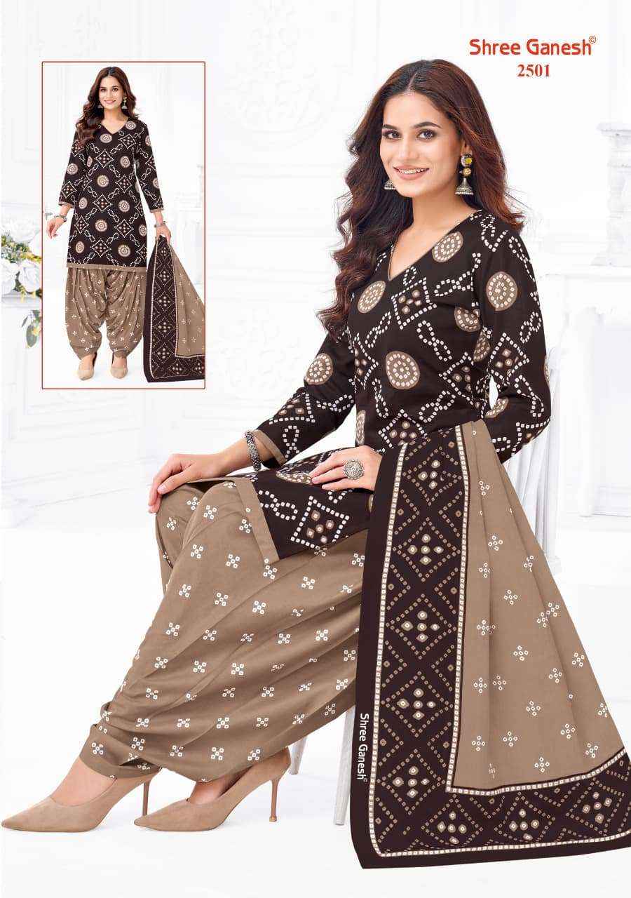 Shree Ganesh Bandhani Vol 5 Heavy Cotton Bandhani Salwar Suit Wholesale Surat Texleli Market Price ( 15 Pcs Catalog )