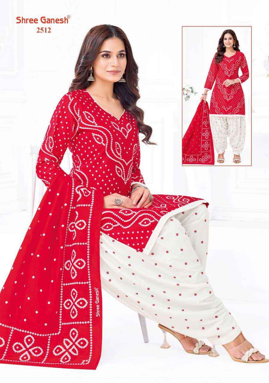 Shree Ganesh Bandhani Vol 5 Heavy Cotton Bandhani Salwar Suit Wholesale Surat Texleli Market Price ( 15 Pcs Catalog )