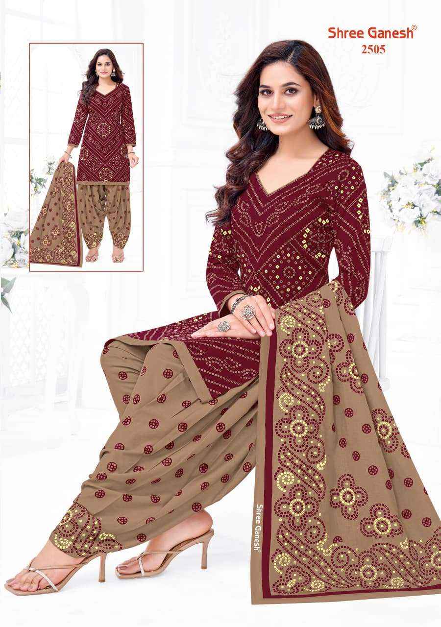 Shree Ganesh Bandhani Vol 5 Heavy Cotton Bandhani Salwar Suit Wholesale Surat Texleli Market Price ( 15 Pcs Catalog )