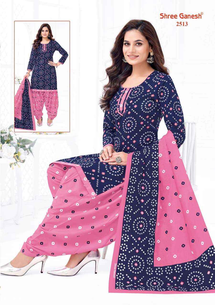 Shree Ganesh Bandhani Vol 5 Heavy Cotton Bandhani Salwar Suit Wholesale Surat Texleli Market Price ( 15 Pcs Catalog )