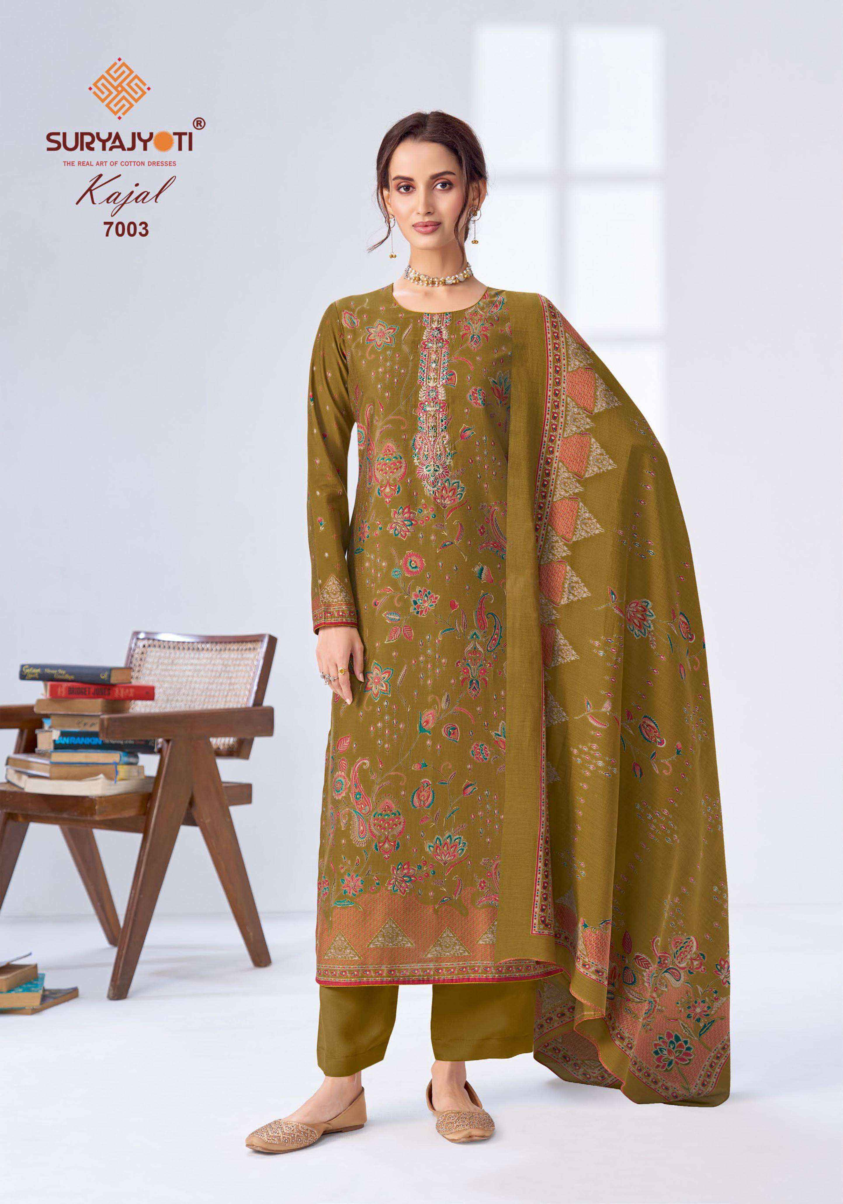 Suryajyoti Kajal Vol 7 Modal Silk Salwar Kameez _ Surat Wholesale Market Price ( 6 Pcs Catalog )