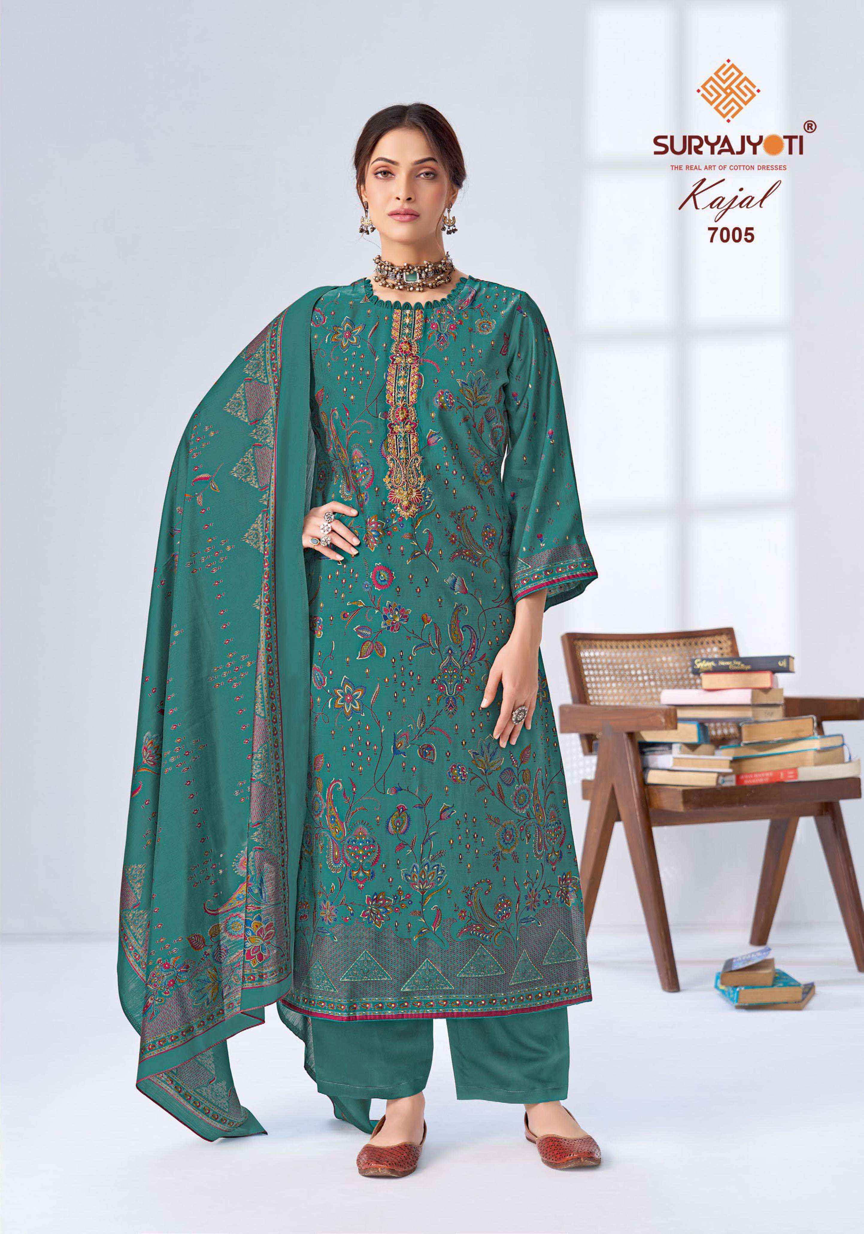Suryajyoti Kajal Vol 7 Modal Silk Salwar Kameez _ Surat Wholesale Market Price ( 6 Pcs Catalog )
