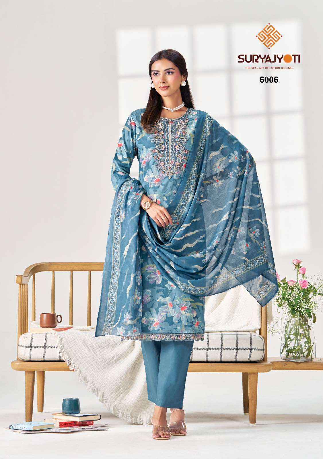 Suryajyoti Kala Vol 6 Pure Cotton Readymade 3 Pec Set Collection _ Surat Wholesale Market Price ( 8 Pcs Catalog )