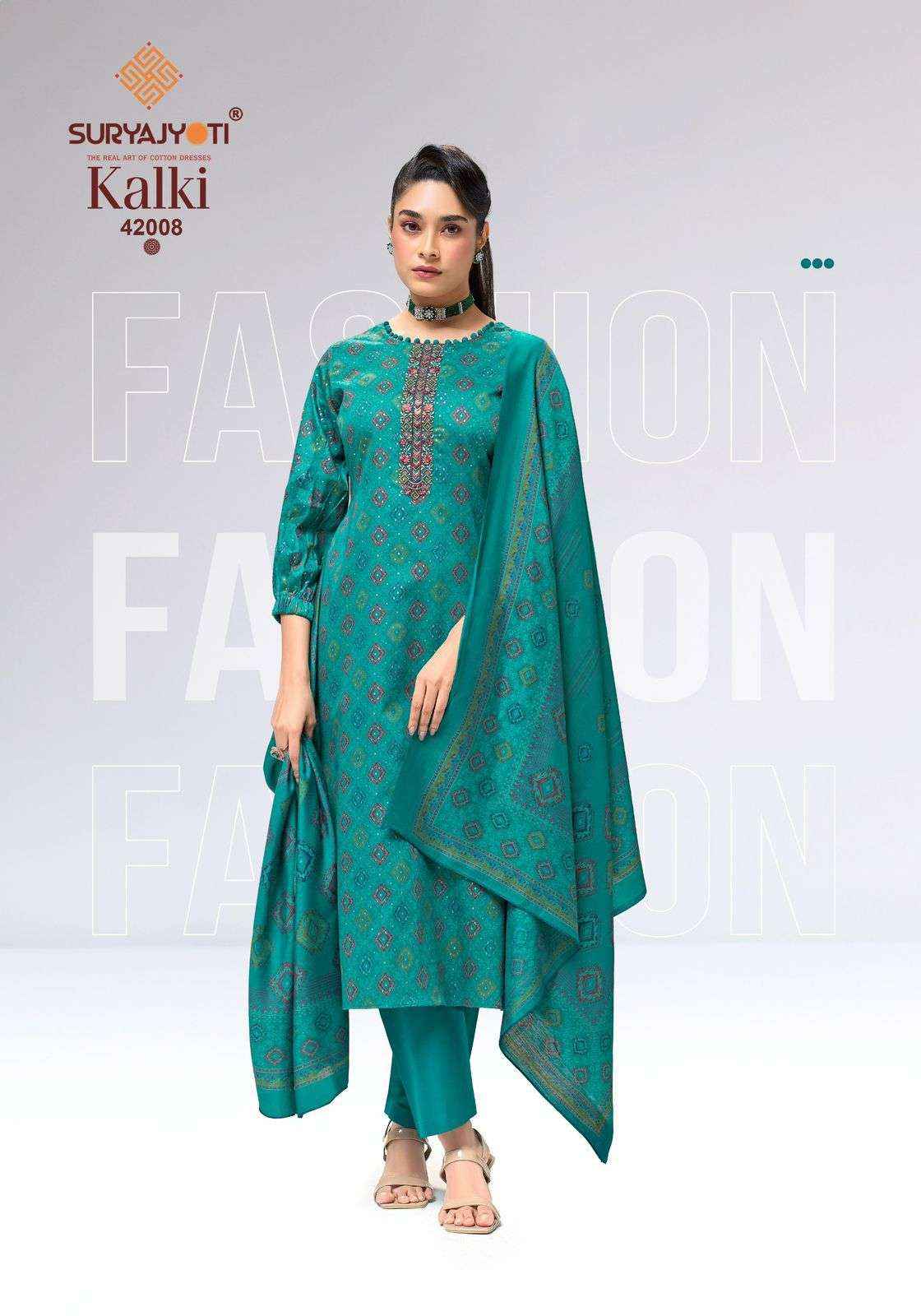 Suryajyoti Kalki Vol 42 Fancy Jam Satin Salwar Suit _ Surat Wholesale Market Price ( 8 Pcs Catalog )