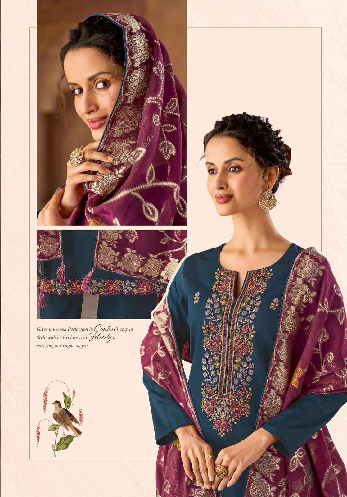 Suryajyoti Naadirah Vol 5 Fancy Jam Satin Latest Suit Suppliers Fancy Jam Satin Latest Salwar Suit _ Surat Wholesale Market Price ( 6 Pcs Catalog )