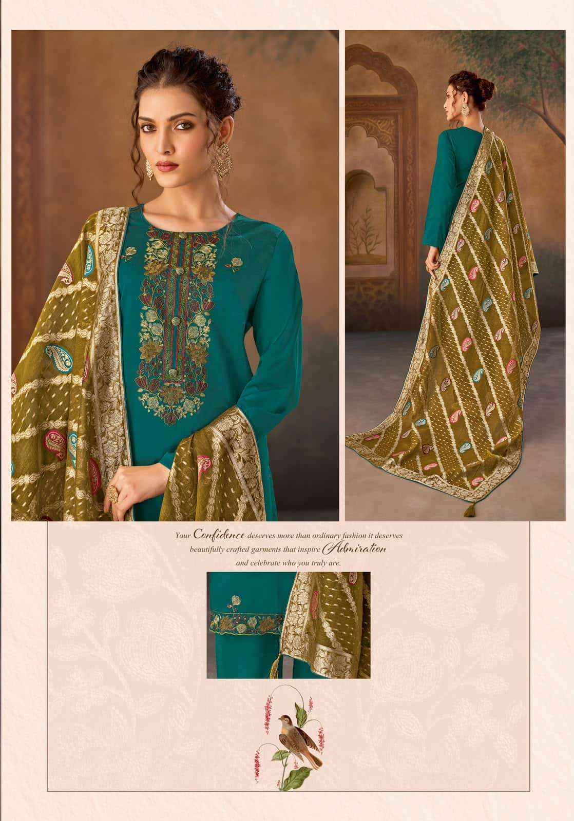 Suryajyoti Naadirah Vol 5 Fancy Jam Satin Latest Suit Suppliers Fancy Jam Satin Latest Salwar Suit _ Surat Wholesale Market Price ( 6 Pcs Catalog )