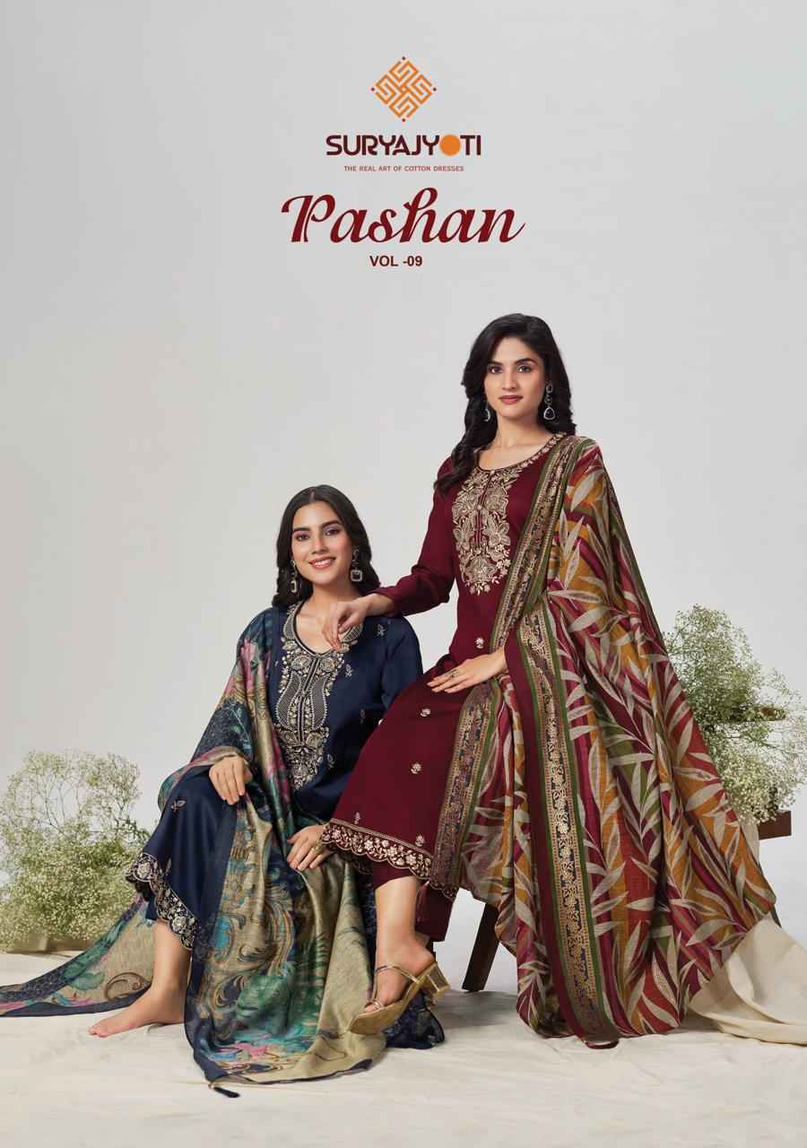 Suryajyoti Pashan Vol 9 Jam Satin Salwar Kameez _ Surat Wholesale Market Price ( 6 Pcs Catalog )
