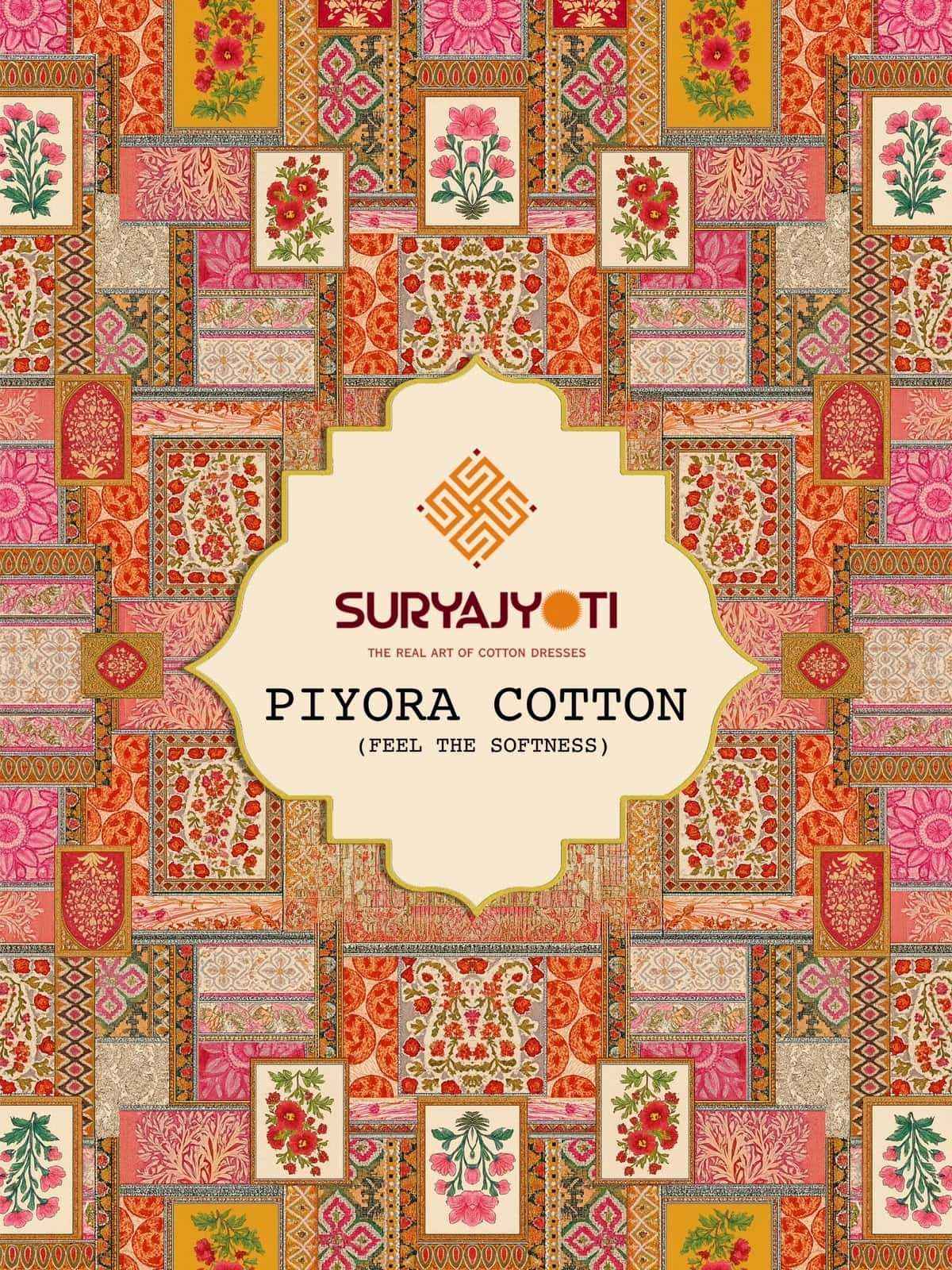 Suryajyoti Piyora Cotton Pure Lawn Ladies Dress Material, Surat Wholesale ( 8 Pcs Catalogue )