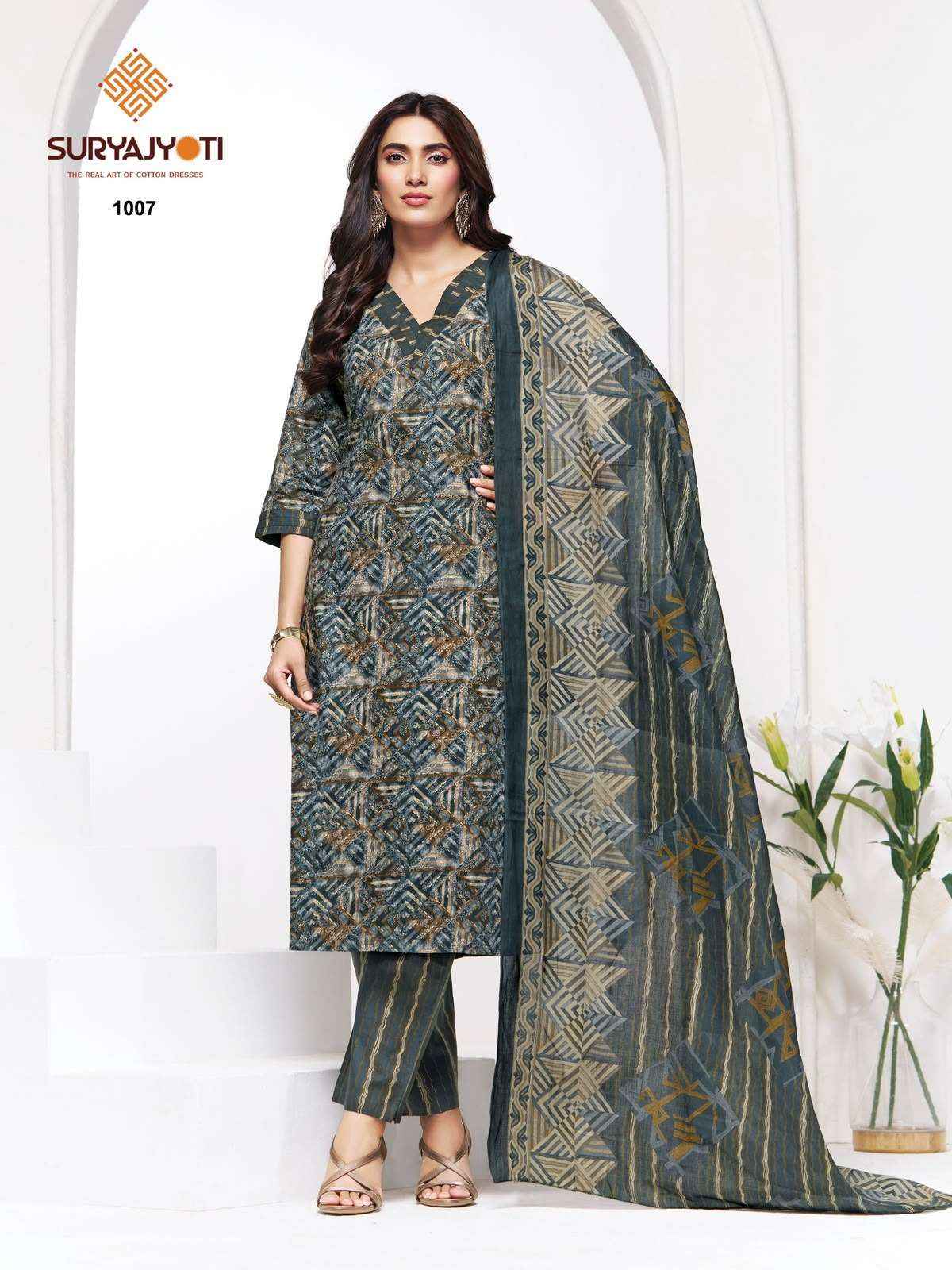Suryajyoti Piyora Cotton Pure Lawn Ladies Dress Material, Surat Wholesale ( 8 Pcs Catalogue )
