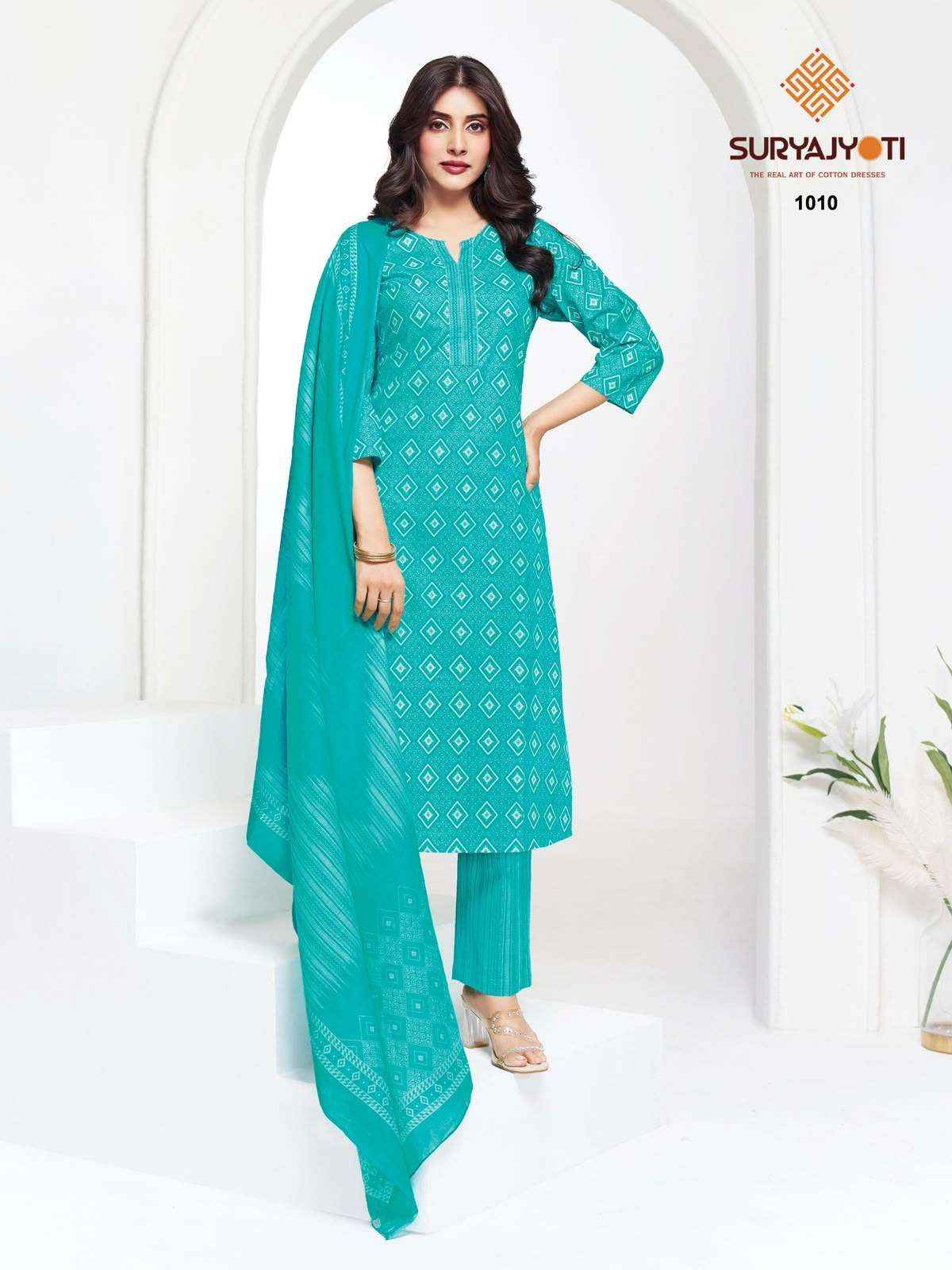 Suryajyoti Piyora Cotton Pure Lawn Ladies Dress Material, Surat Wholesale ( 8 Pcs Catalogue )