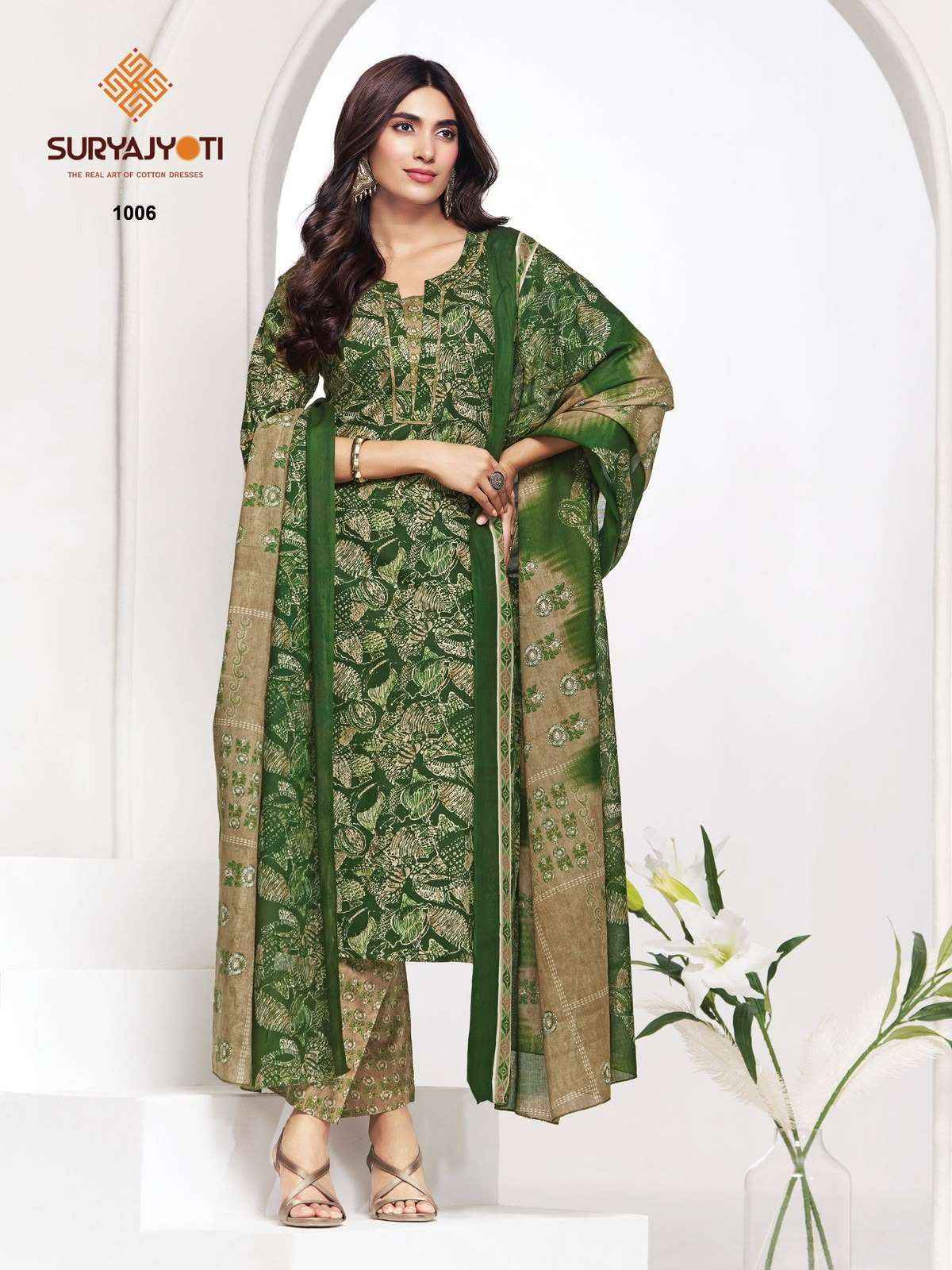 Suryajyoti Piyora Cotton Pure Lawn Ladies Dress Material, Surat Wholesale ( 8 Pcs Catalogue )