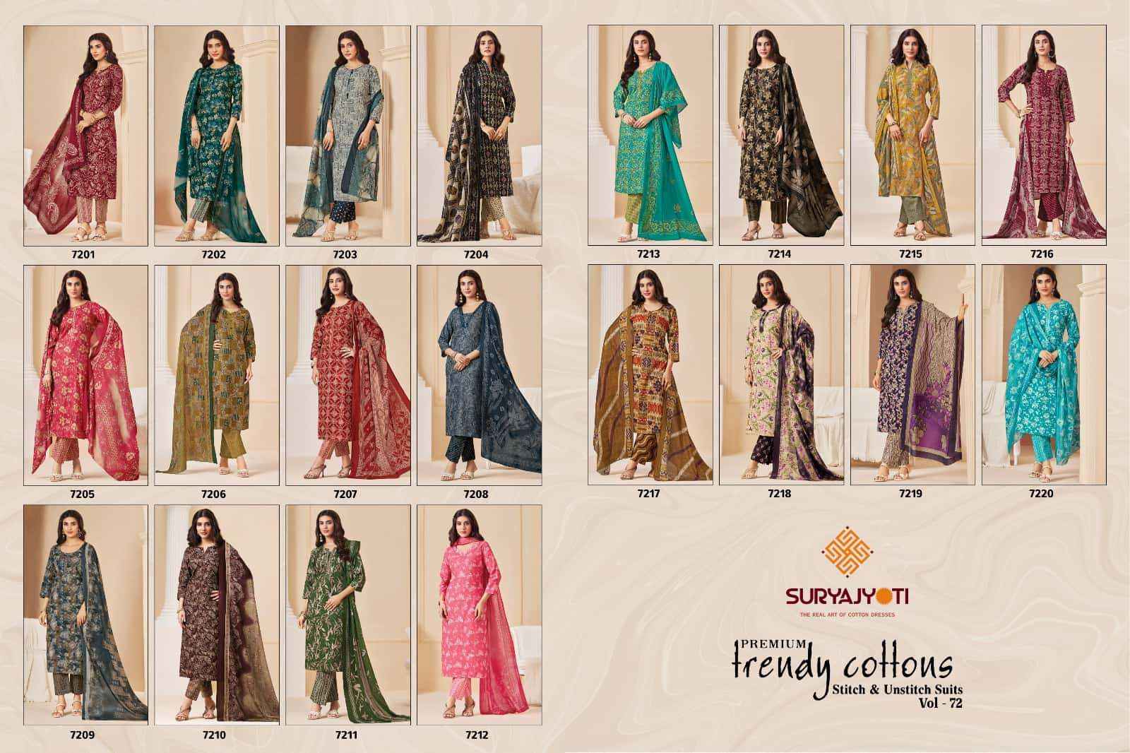 Suryajyoti Trendy Cotton Vol 72 - Wholesale Readymade Suits ( 20 Pcs Catalog )