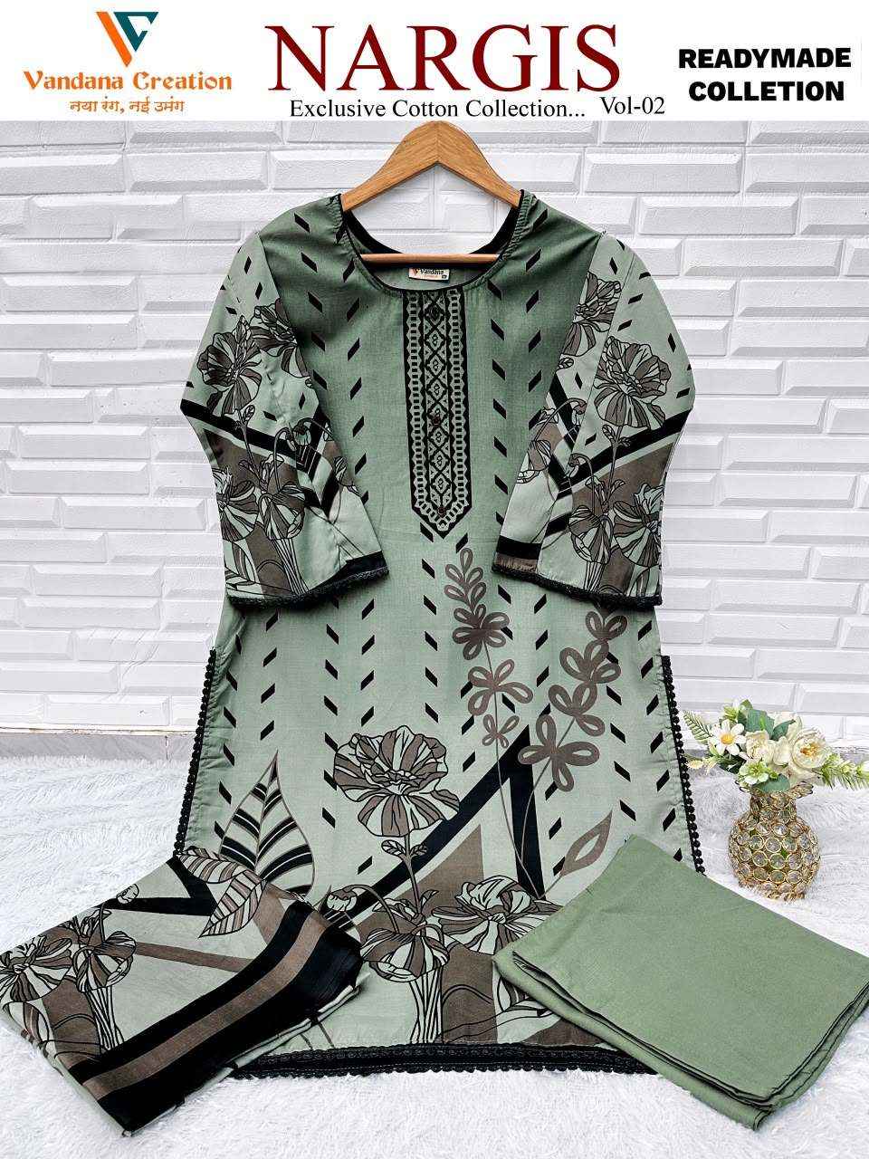 Vandana Fashion Nargis Vol 2 Readymade Karachi Cotton 3 Pec Suit _ Surat Wholesale Market Price ( 8 Pcs Catalog )
