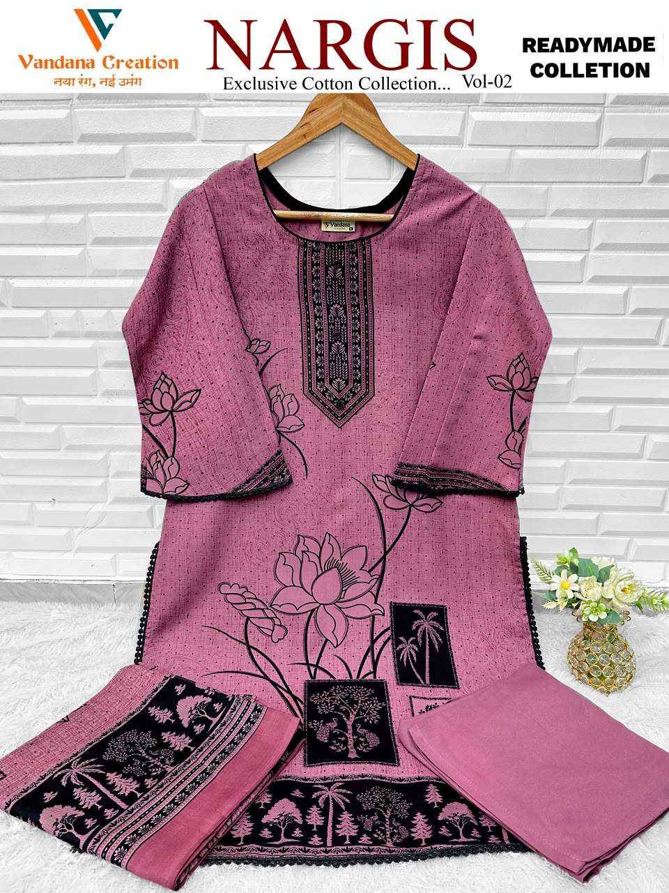 Vandana Fashion Nargis Vol 2 Readymade Karachi Cotton 3 Pec Suit _ Surat Wholesale Market Price ( 8 Pcs Catalog )