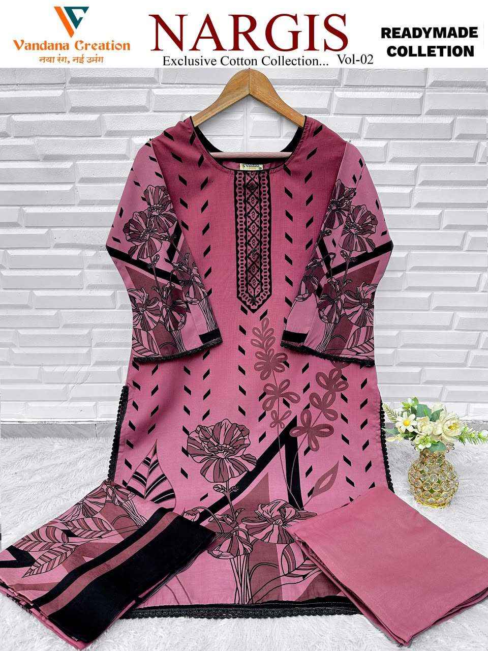 Vandana Fashion Nargis Vol 2 Readymade Karachi Cotton 3 Pec Suit _ Surat Wholesale Market Price ( 8 Pcs Catalog )