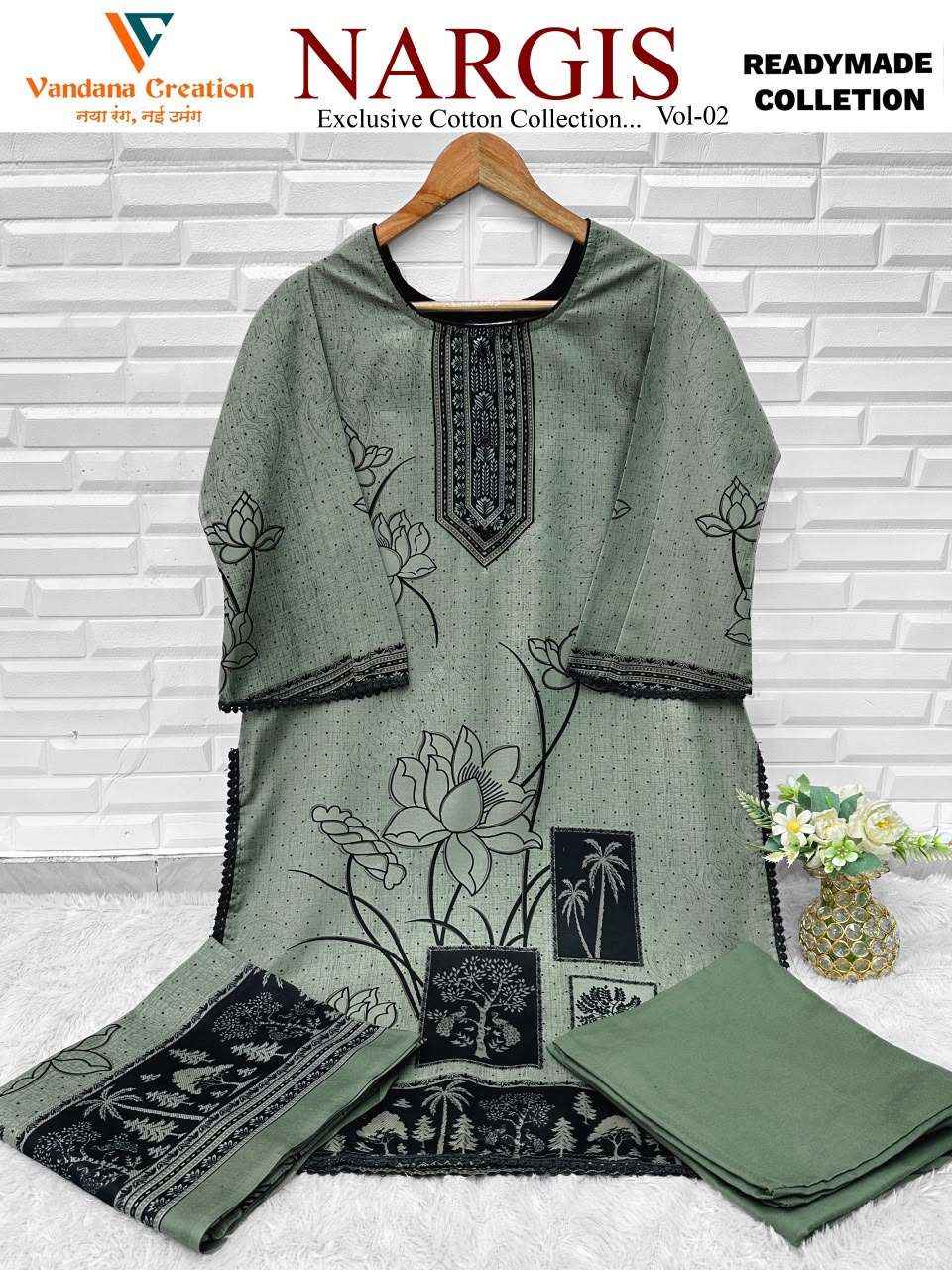Vandana Fashion Nargis Vol 2 Readymade Karachi Cotton 3 Pec Suit _ Surat Wholesale Market Price ( 8 Pcs Catalog )
