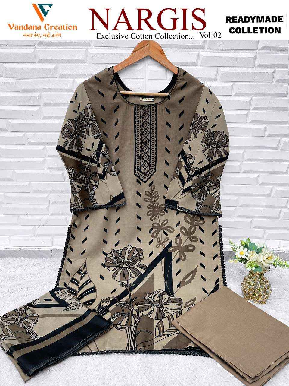 Vandana Fashion Nargis Vol 2 Readymade Karachi Cotton 3 Pec Suit _ Surat Wholesale Market Price ( 8 Pcs Catalog )