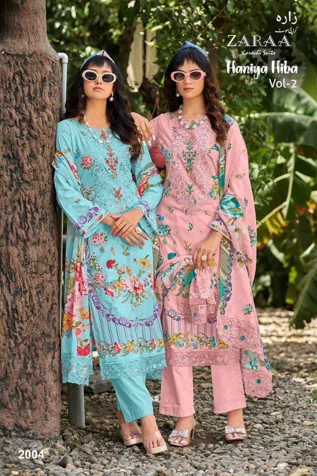 Zaraa Bushra Haniya Hiba Vol 2 Camric Dress Material - Surat Wholesaler ( 4 pcs Catalogue )