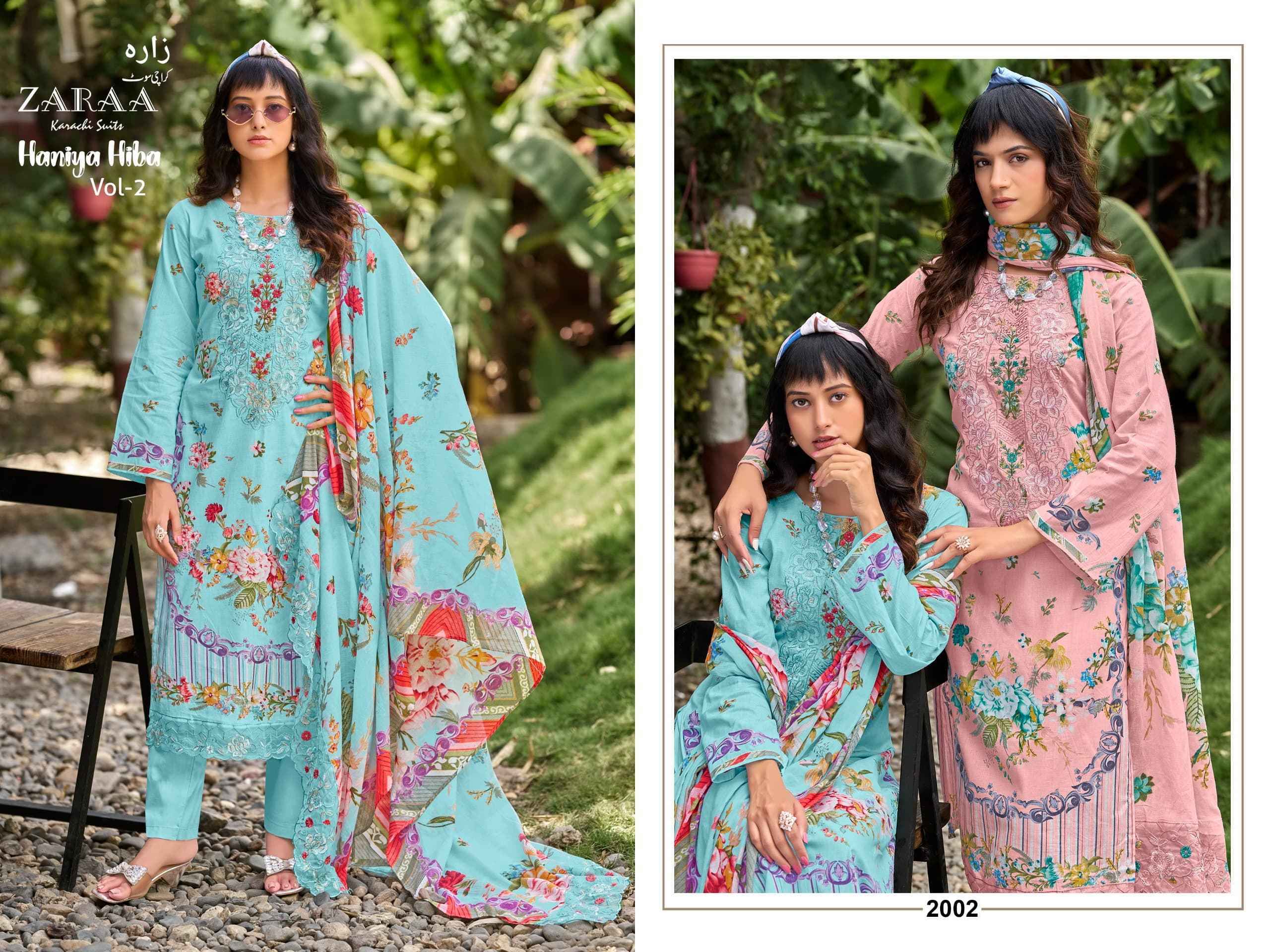 Zaraa Bushra Haniya Hiba Vol 2 Camric Dress Material - Surat Wholesaler ( 4 pcs Catalogue )