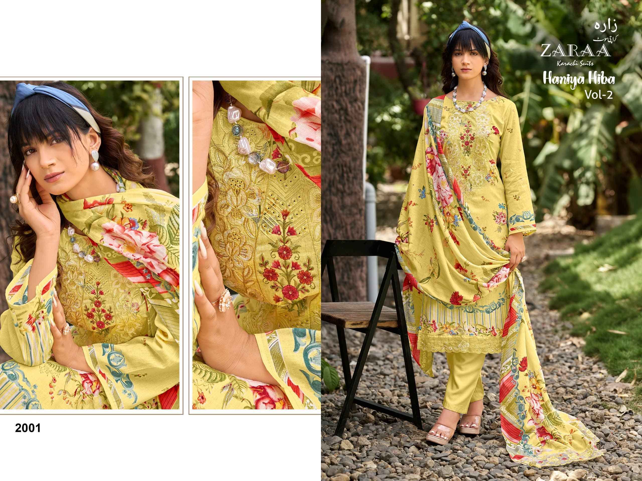 Zaraa Bushra Haniya Hiba Vol 2 Camric Dress Material - Surat Wholesaler ( 4 pcs Catalogue )