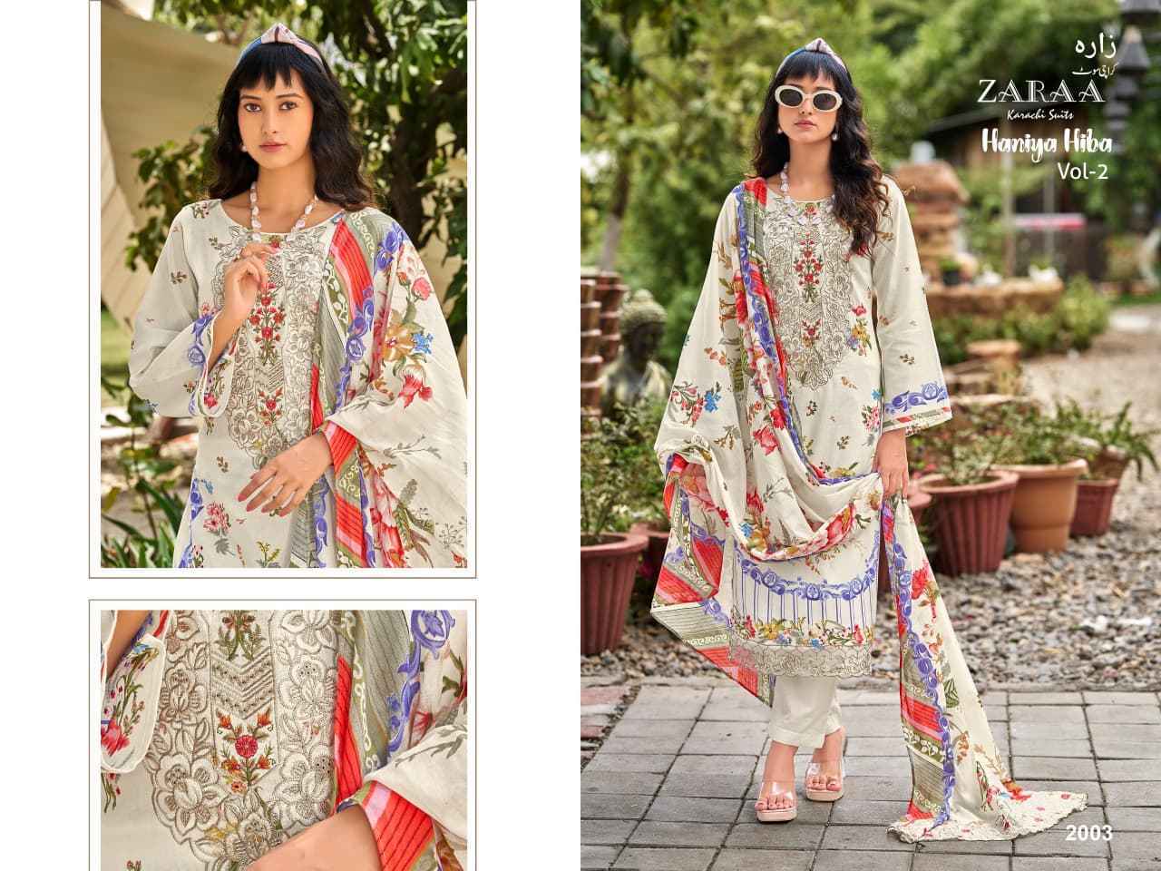 Zaraa Bushra Haniya Hiba Vol 2 Camric Dress Material - Surat Wholesaler ( 4 pcs Catalogue )