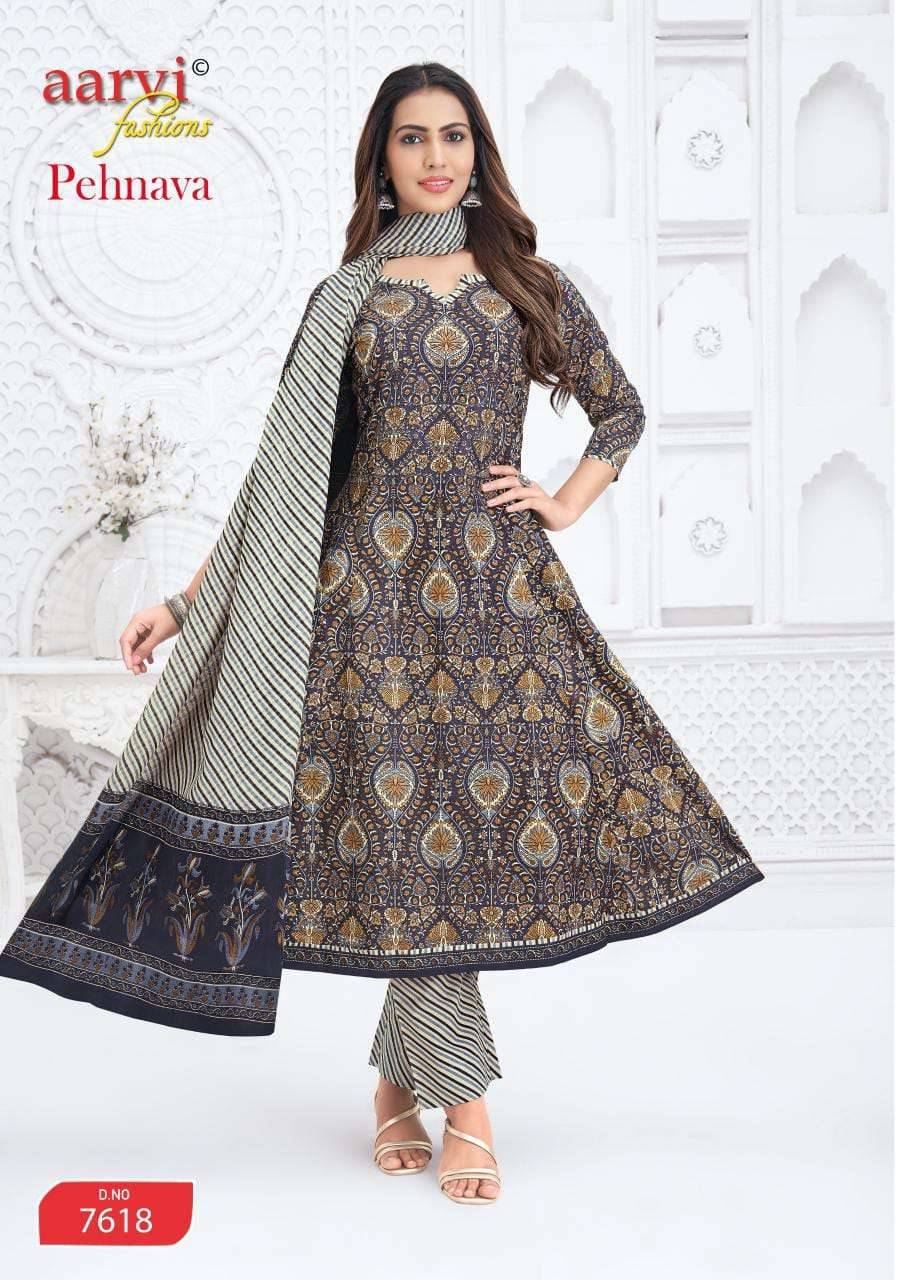 Aarvi Fashion Pehnava Vol 2 Cotton Anarkali Suits 8 Pcs Catalog