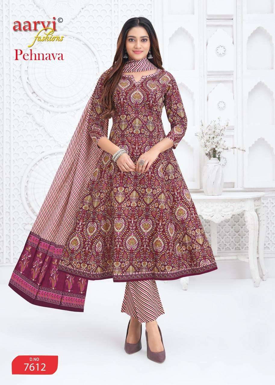 Aarvi Fashion Pehnava Vol 2 Cotton Anarkali Suits 8 Pcs Catalog