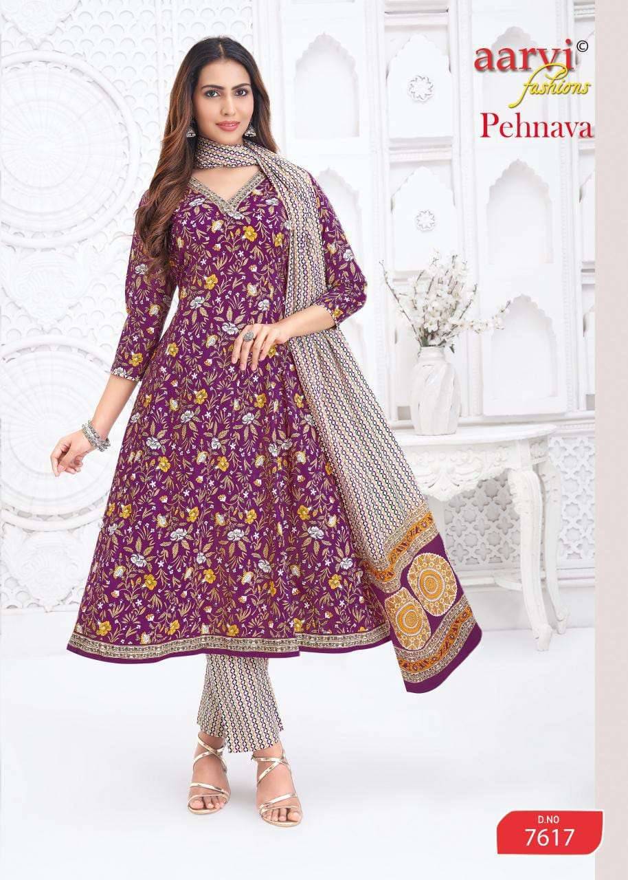Aarvi Fashion Pehnava Vol 2 Cotton Anarkali Suits 8 Pcs Catalog