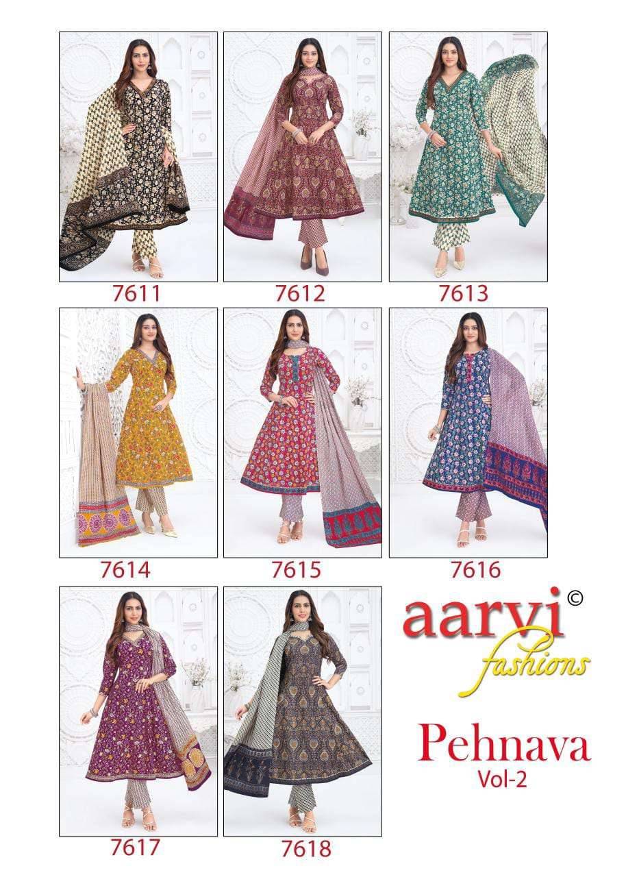 Aarvi Fashion Pehnava Vol 2 Cotton Anarkali Suits 8 Pcs Catalog
