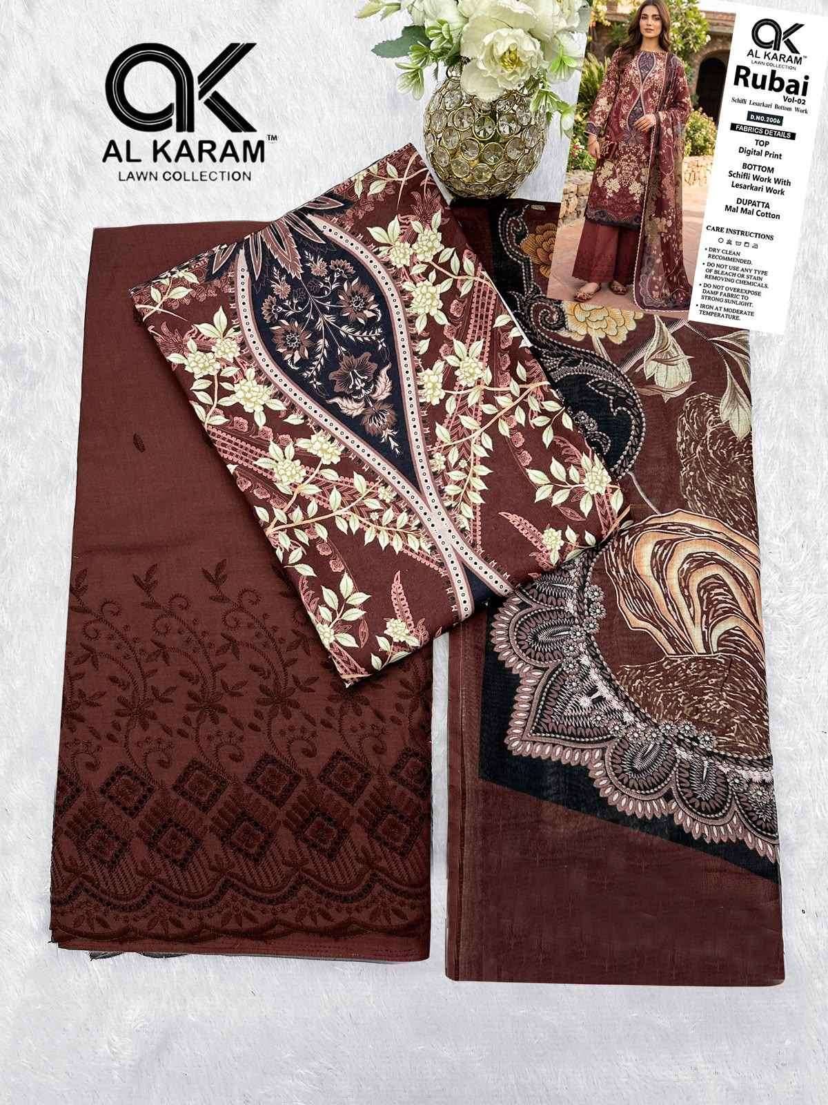 Al Karam Rubai Vol 2 Cotton Dress Material 6 pcs Catalog