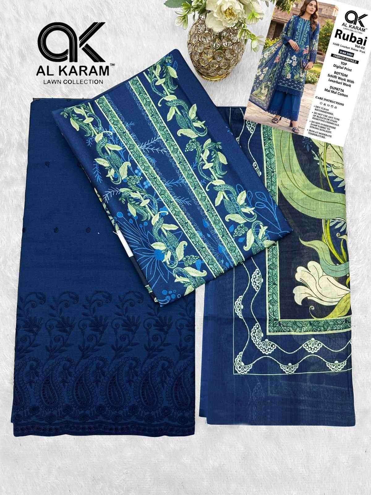 Al Karam Rubai Vol 2 Cotton Dress Material 6 pcs Catalog