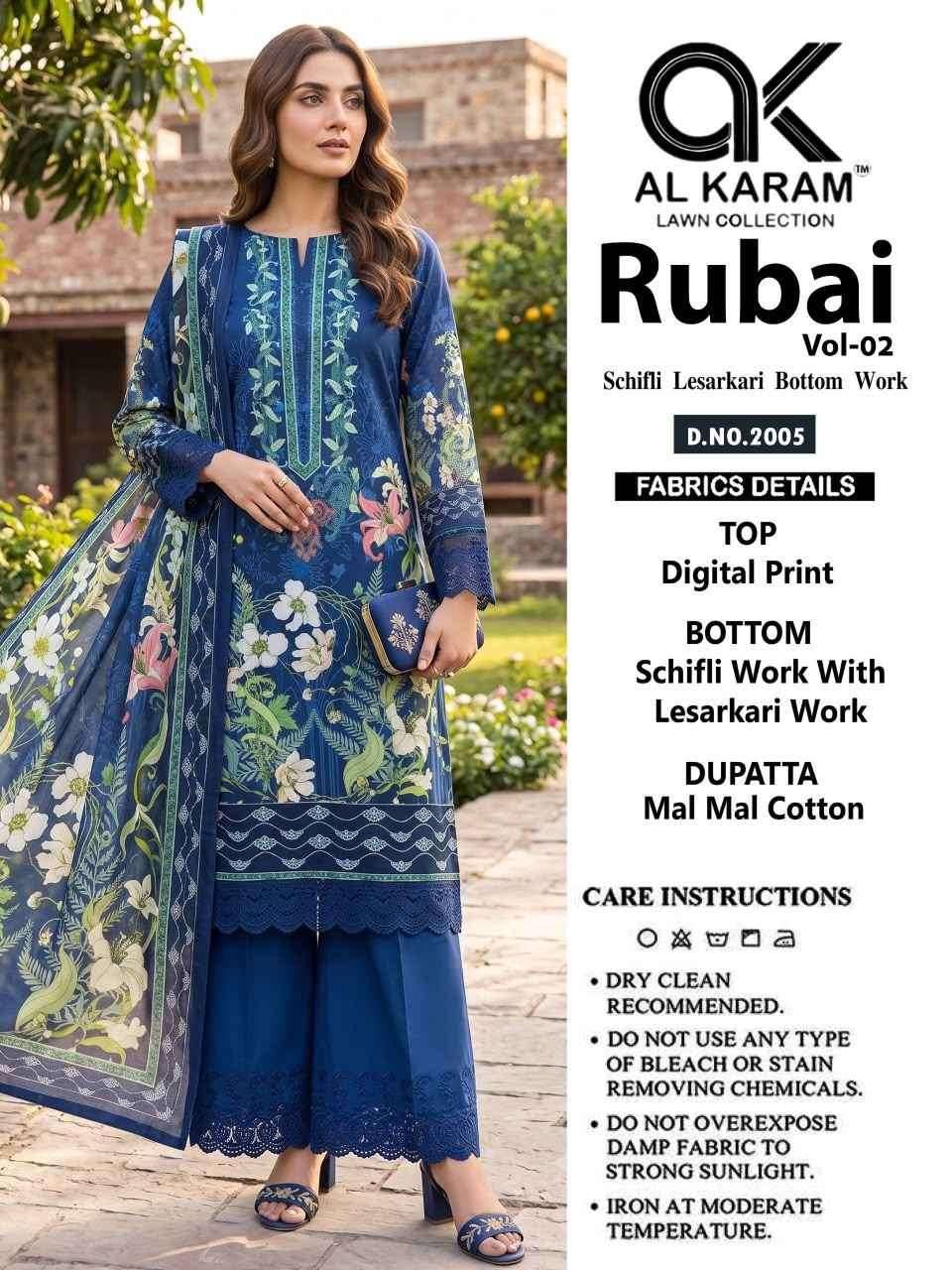 Al Karam Rubai Vol 2 Cotton Dress Material 6 pcs Catalog
