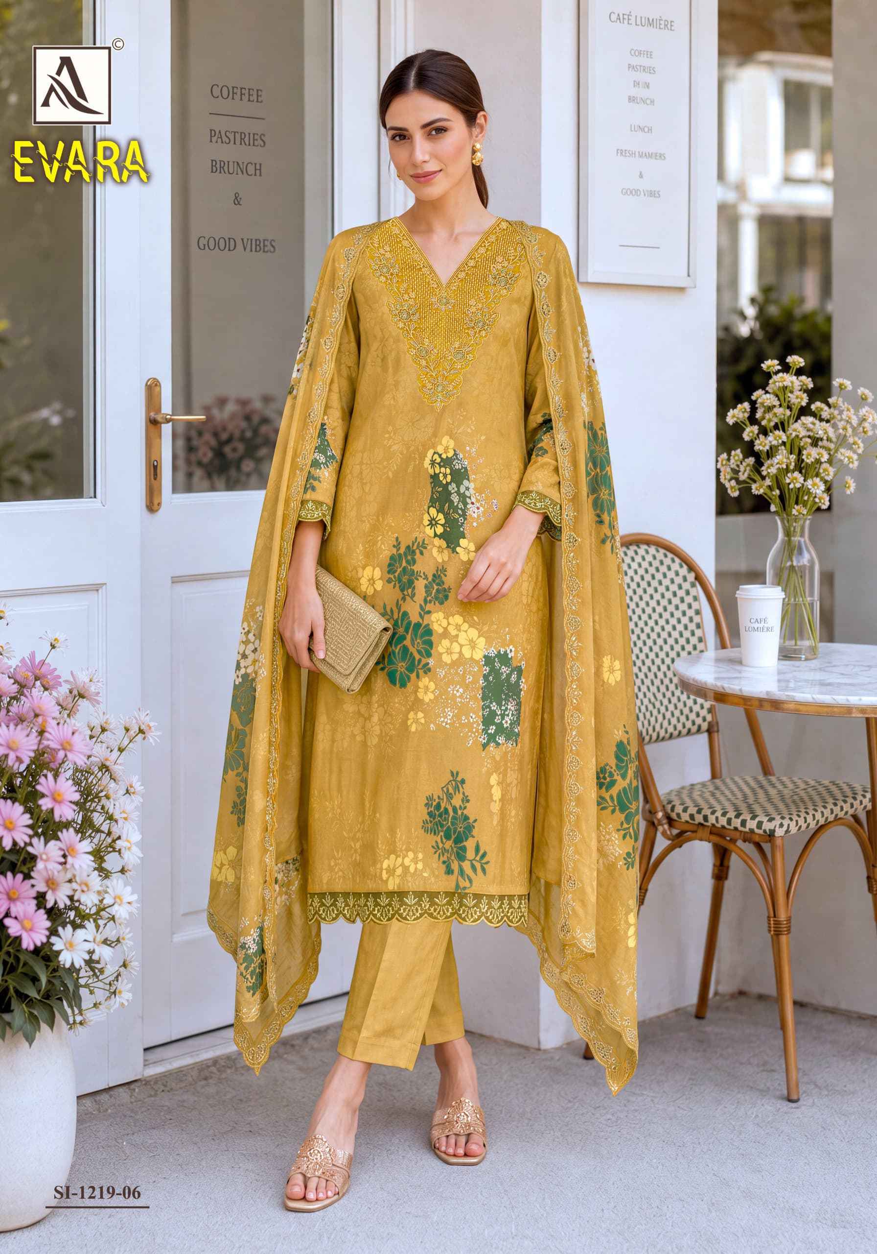 Alok Evara Viscose Maslin Dress Material 6 pcs Catalogue