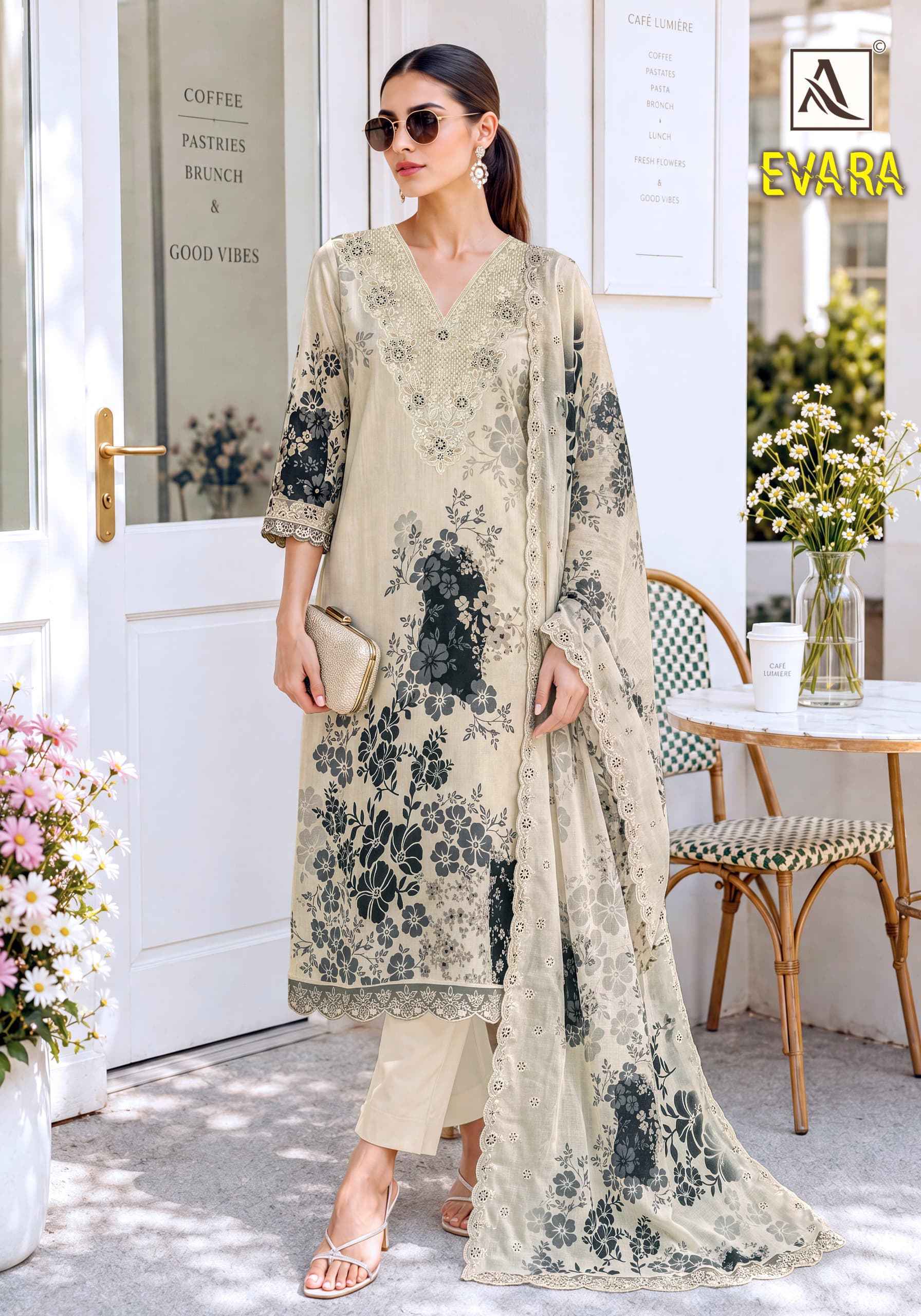 Alok Evara Viscose Maslin Dress Material 6 pcs Catalogue