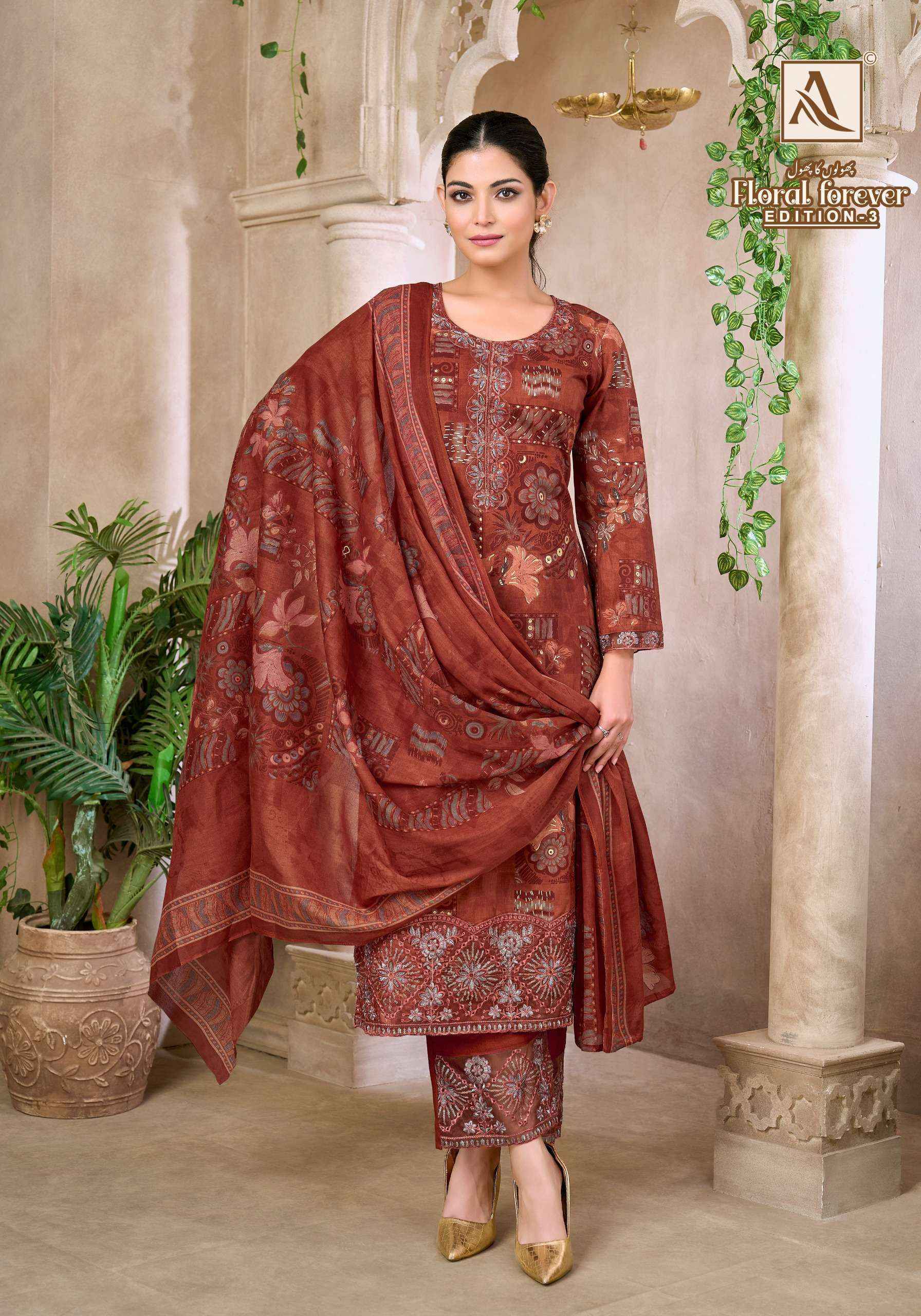 Alok Floral Forever Edition 3 Cambric Cotton Salwar Kameez 6 pcs Catalogue