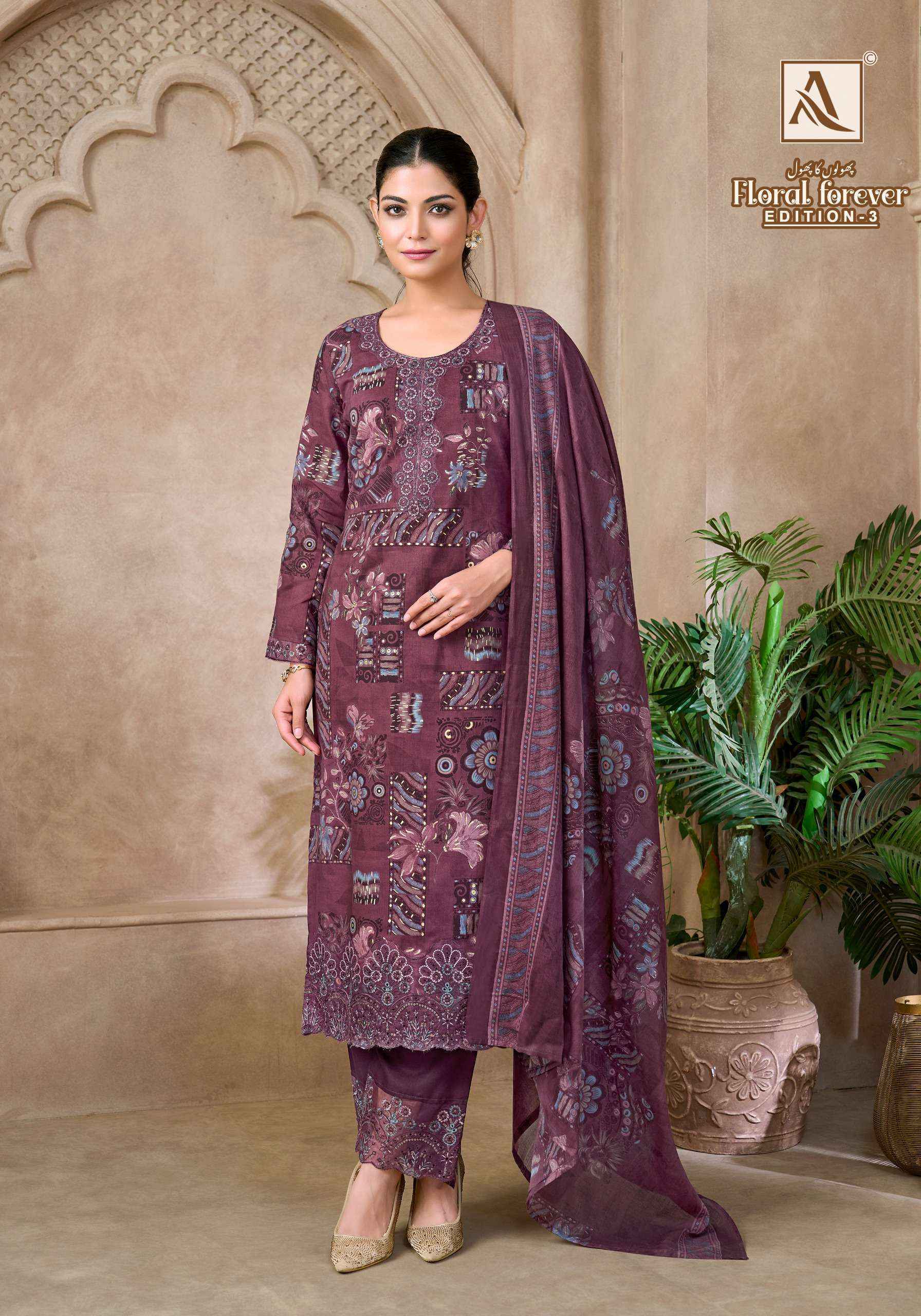 Alok Floral Forever Edition 3 Cambric Cotton Salwar Kameez 6 pcs Catalogue