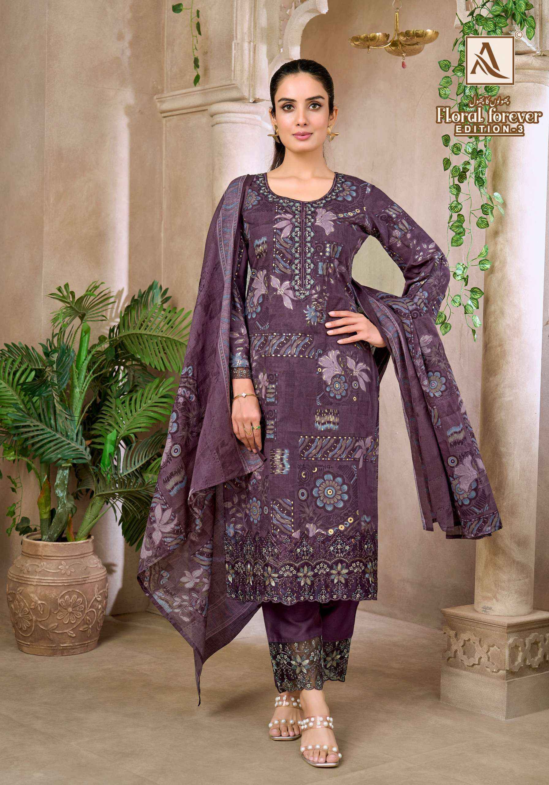 Alok Floral Forever Edition 3 Cambric Cotton Salwar Kameez 6 pcs Catalogue